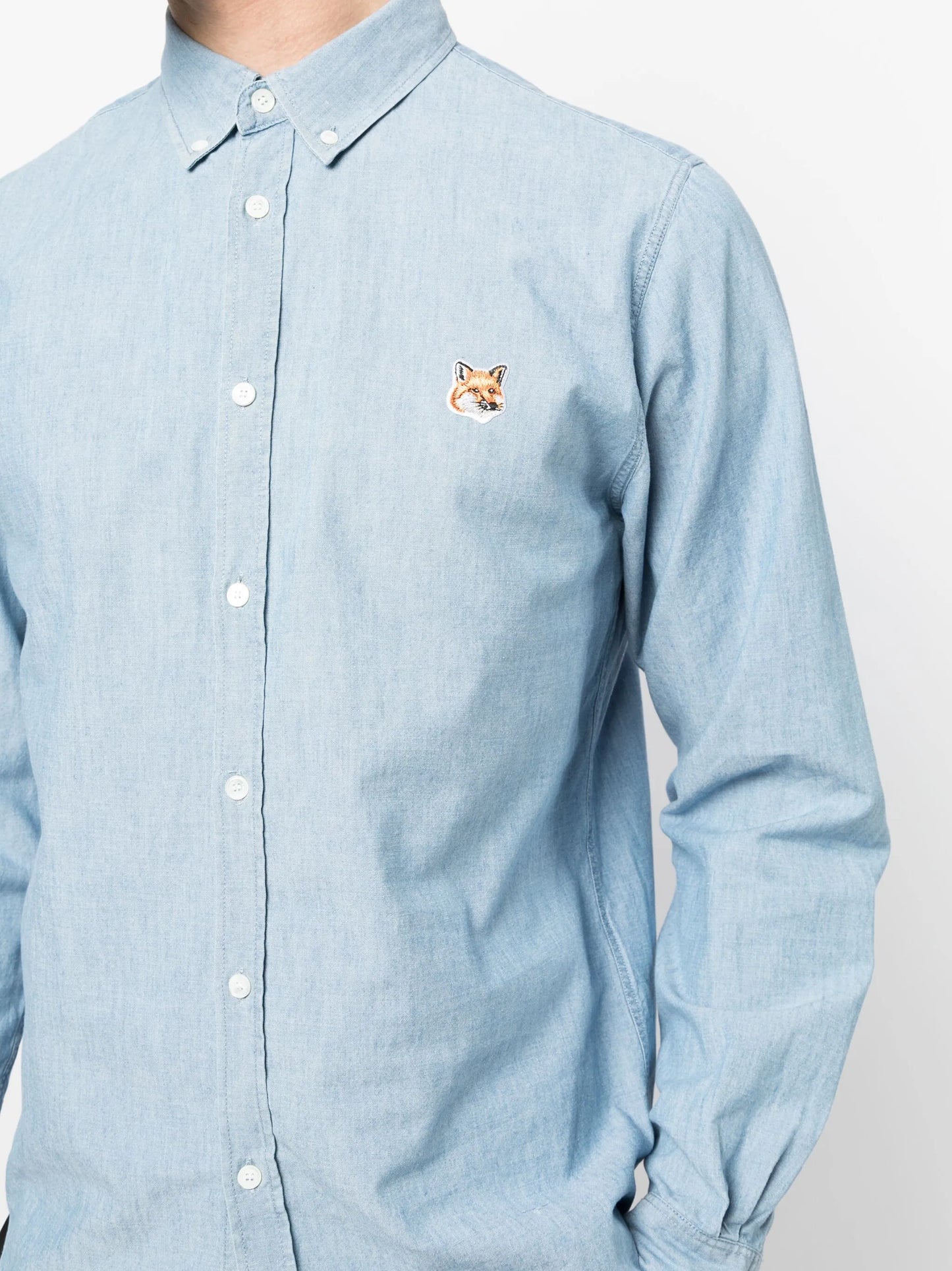 Fox-head patch cotton shirt