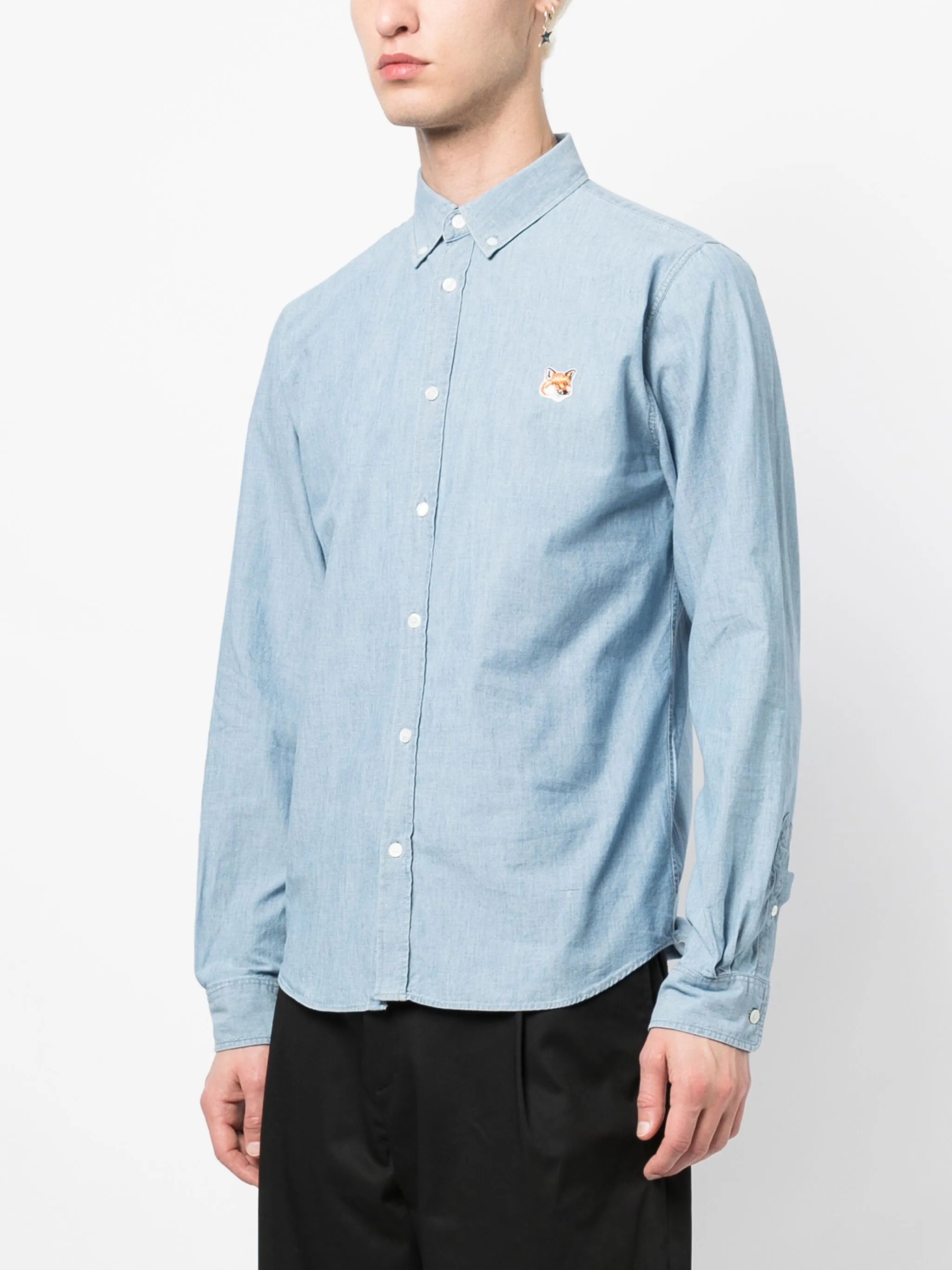 Fox-head patch cotton shirt