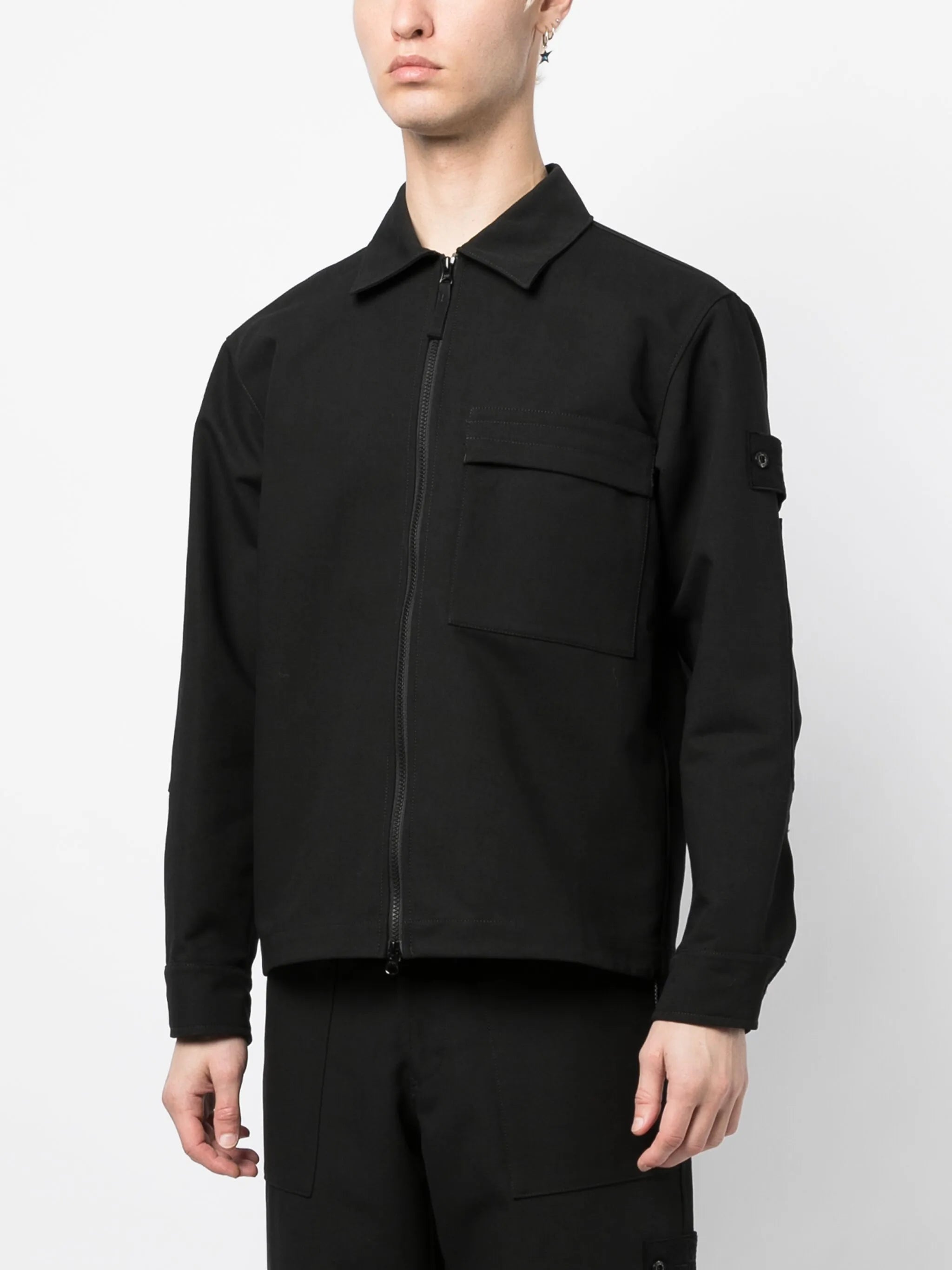 Compass-patch shirt jacket
