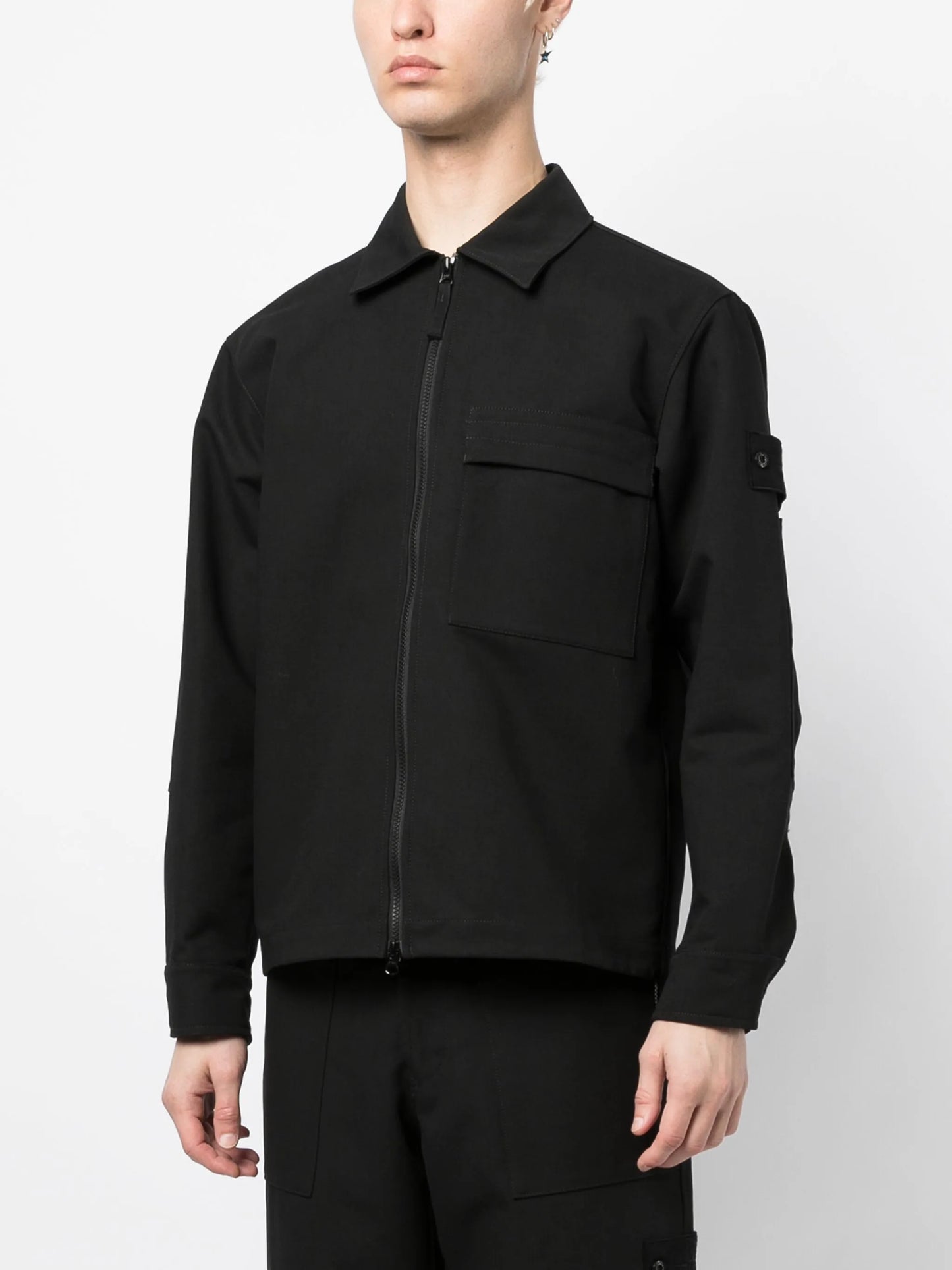 Compass-patch shirt jacket