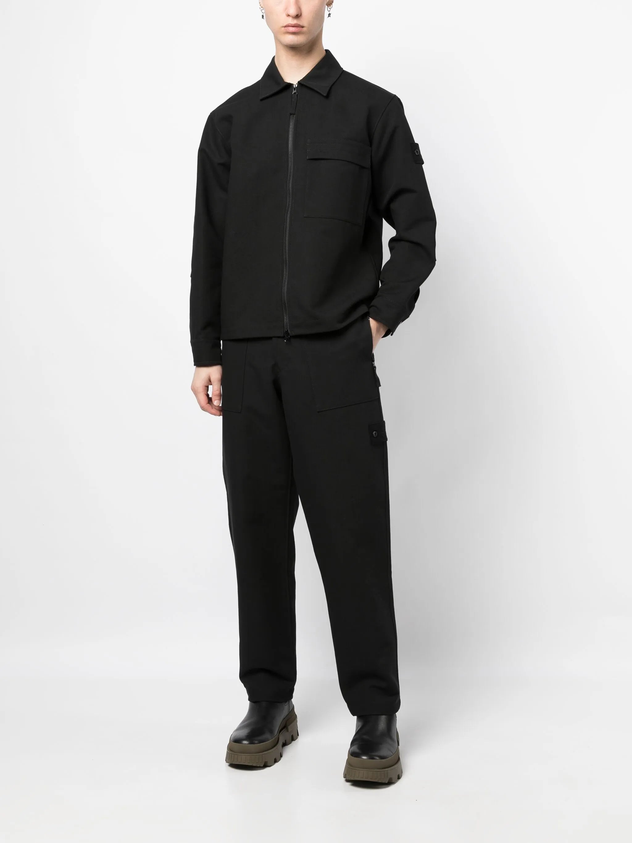 Compass-patch shirt jacket