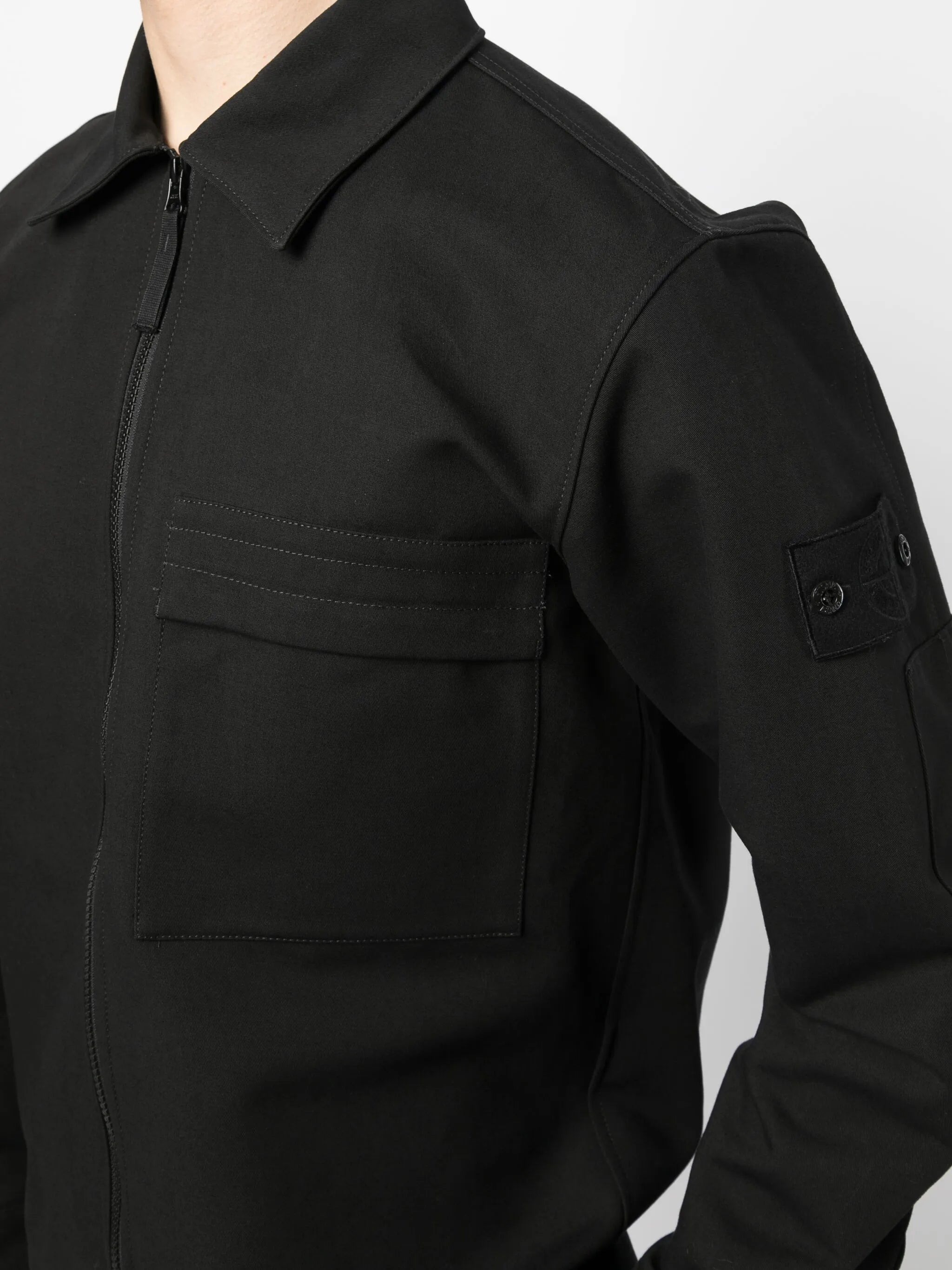 Compass-patch shirt jacket