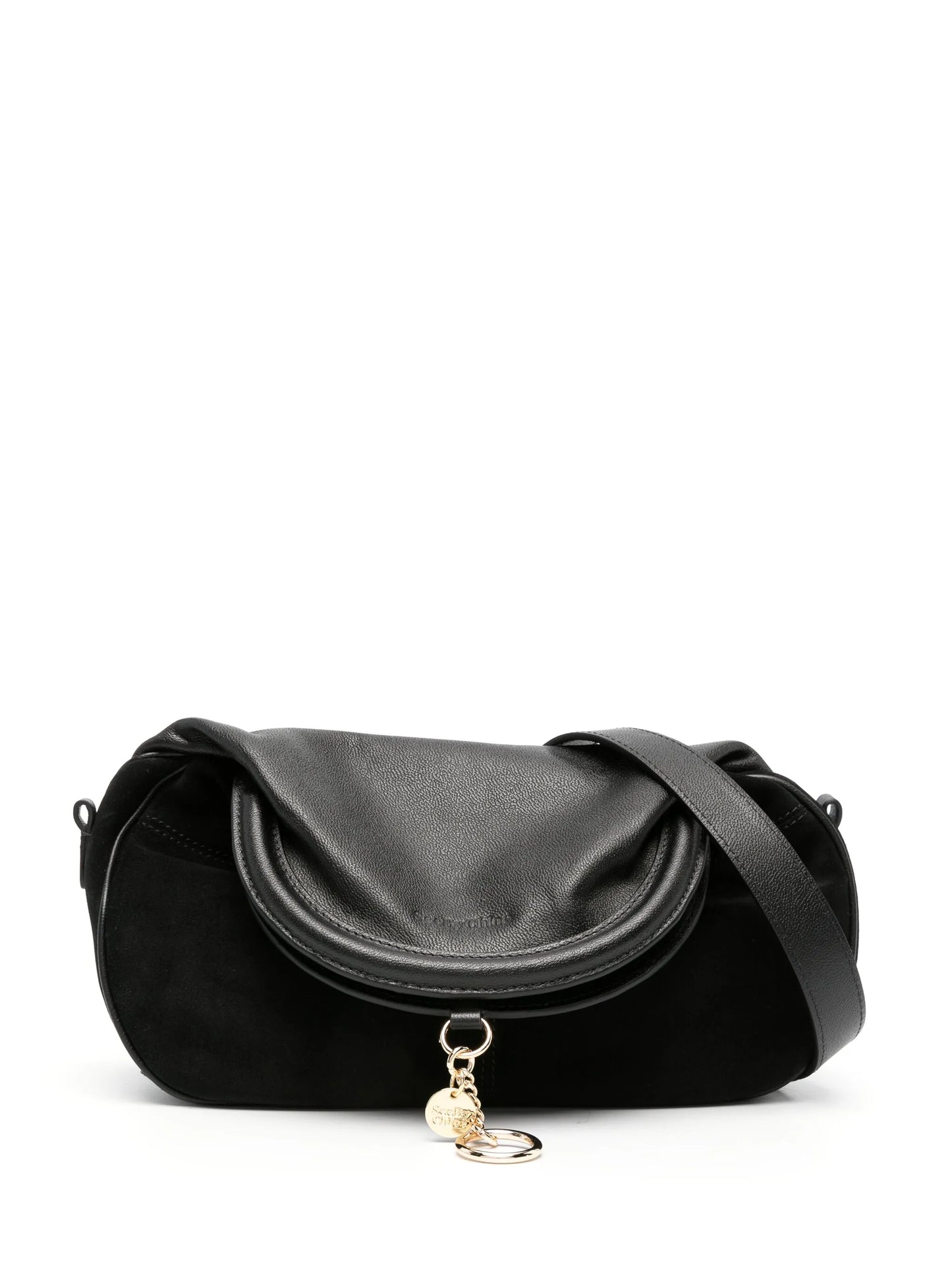 logo-embossed panelled shoulder bag