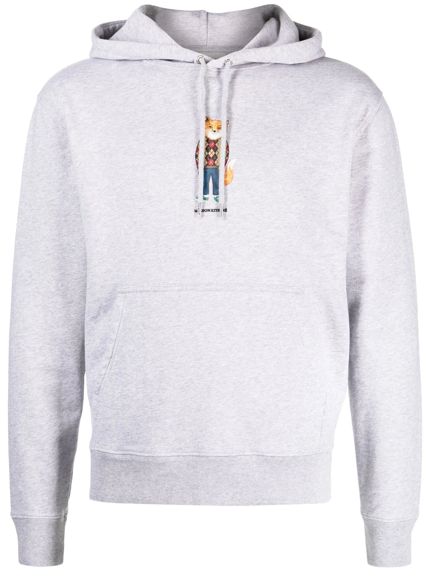fox-print mélange-jersey hoodie