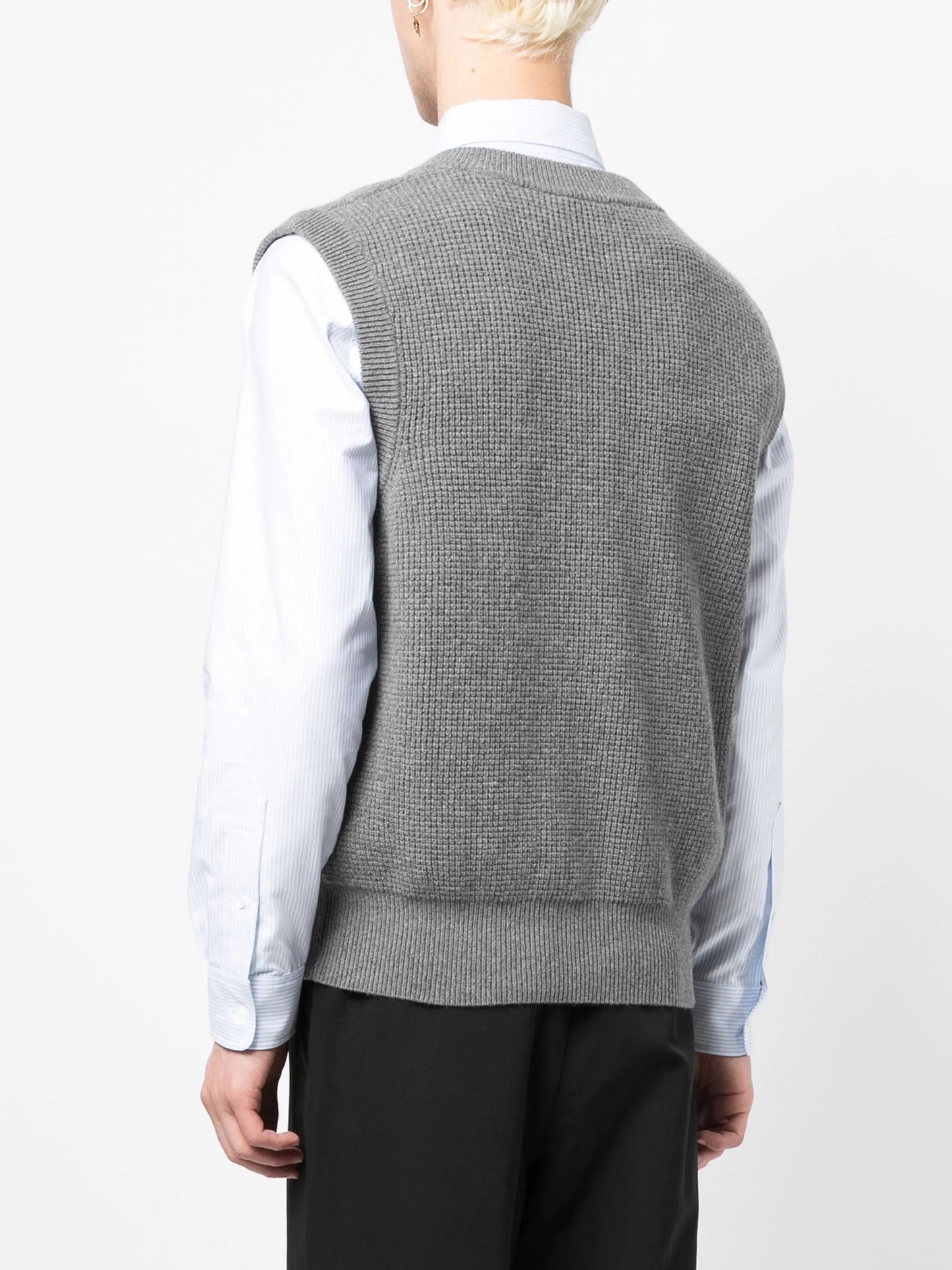 logo-embroidered wool vest