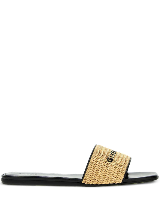 4G woven-raffia flat sandals