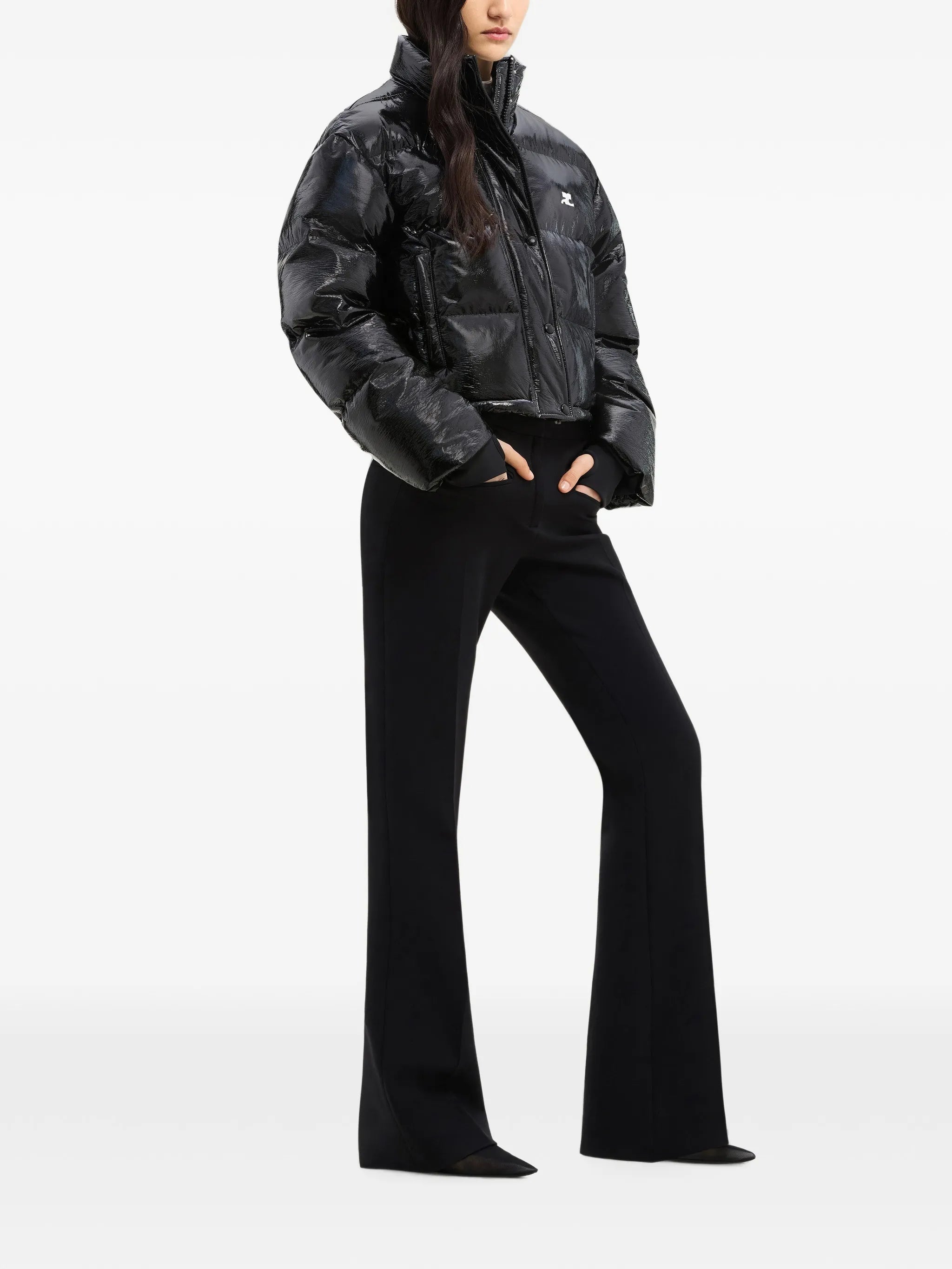 cropped Vinyl puffer jacket