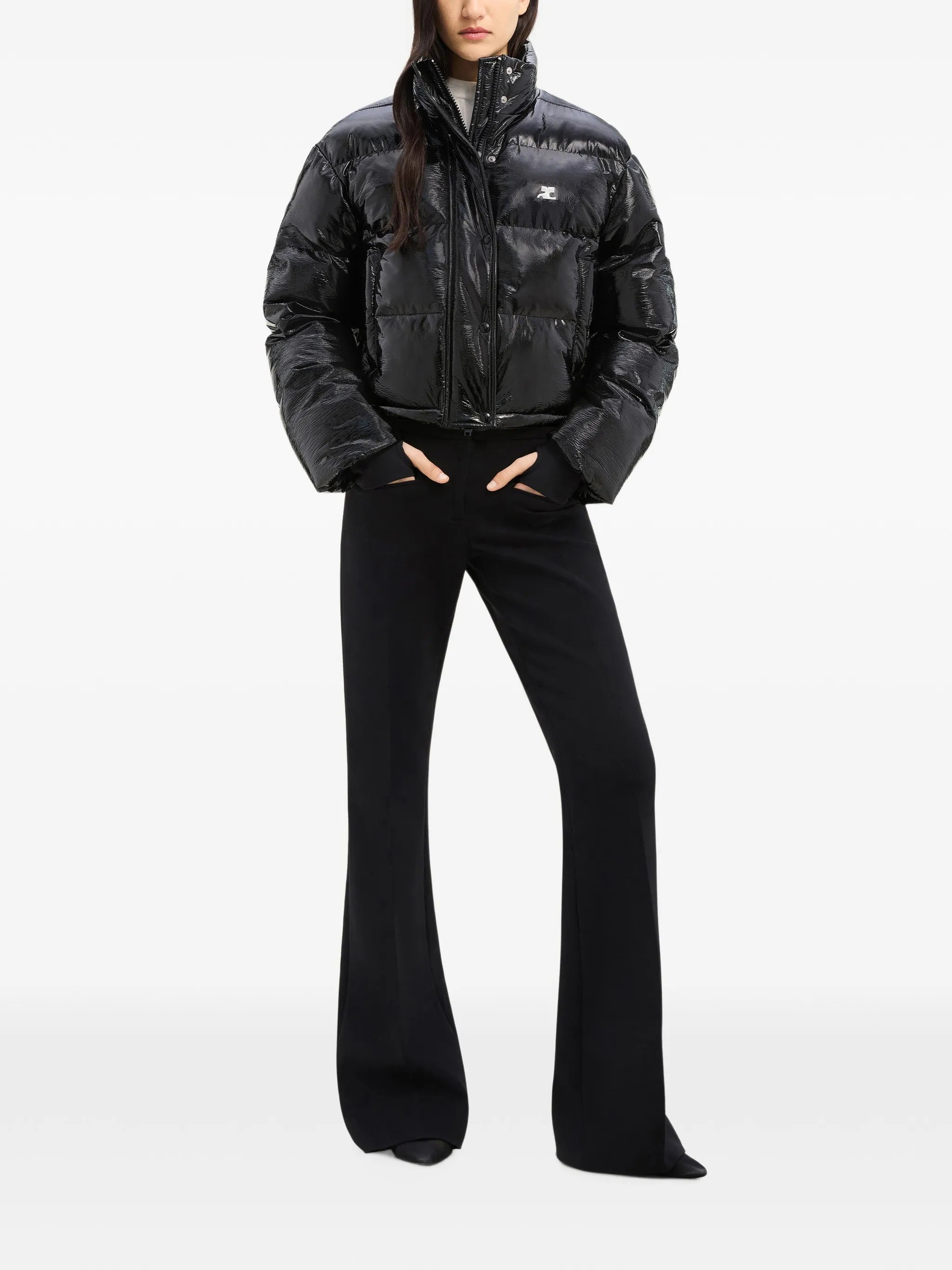 cropped Vinyl puffer jacket