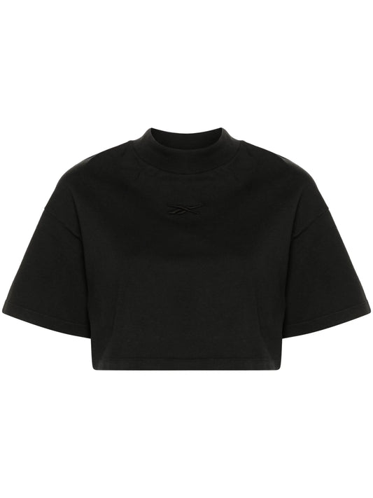 faded-effect cotton cropped T-shirt