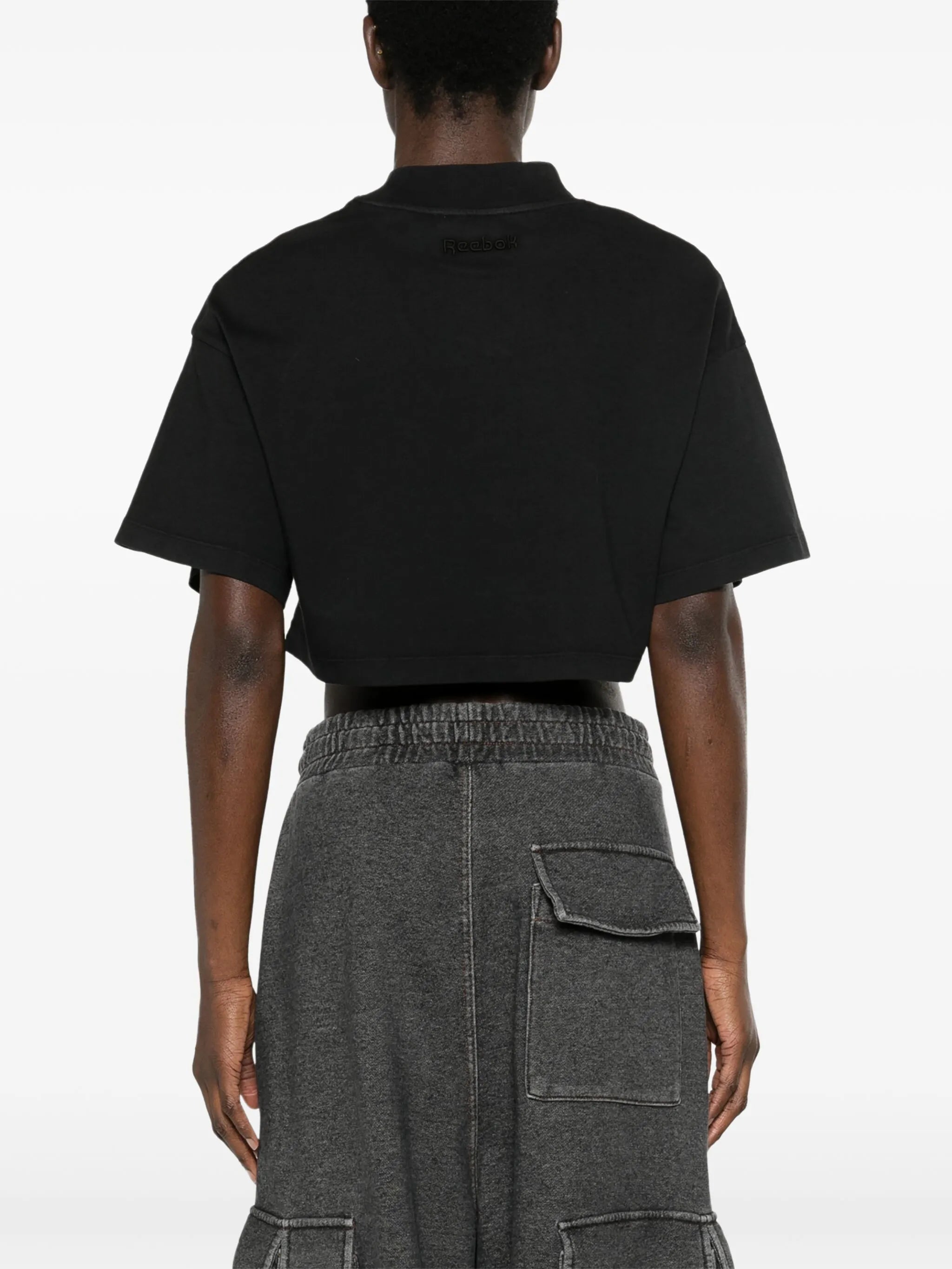 faded-effect cotton cropped T-shirt