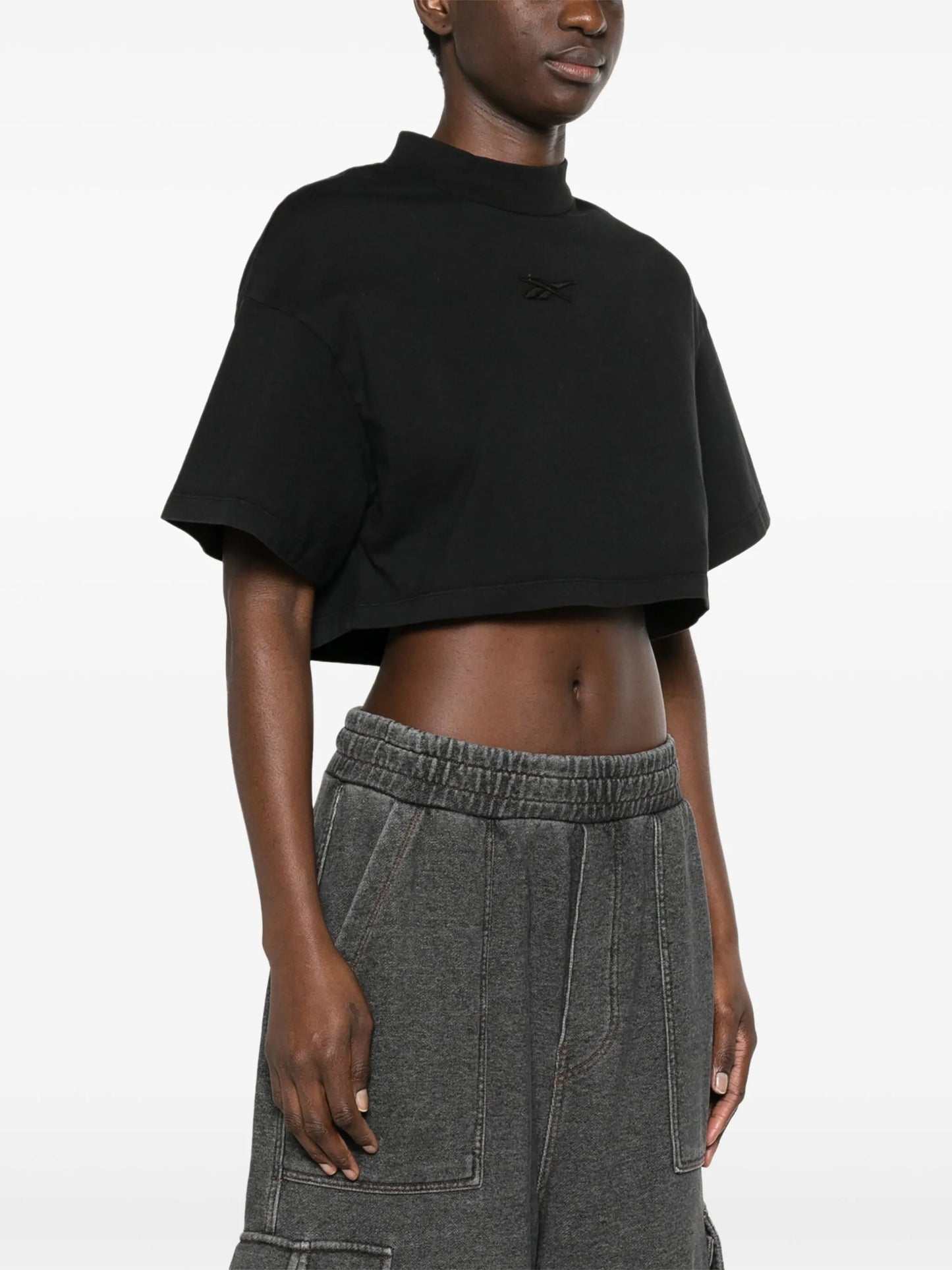 faded-effect cotton cropped T-shirt
