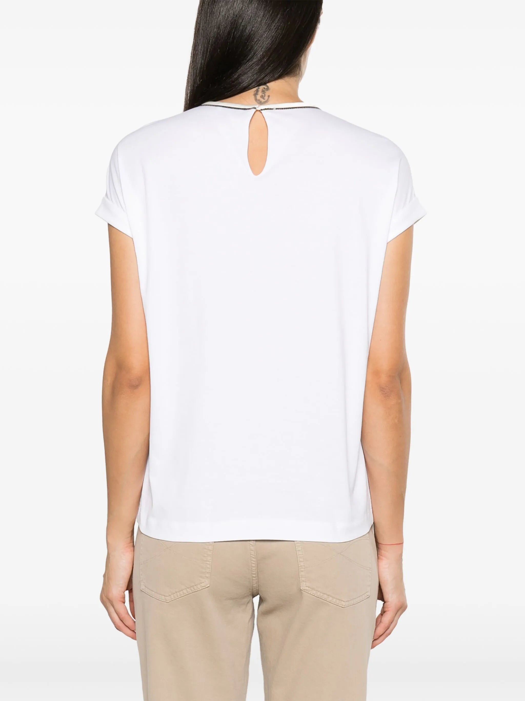 bead-embellished cotton T-shirt