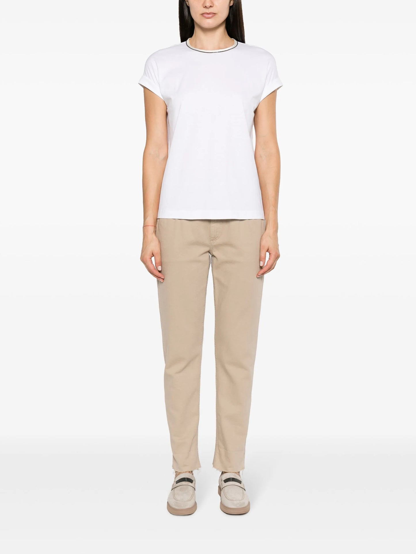 bead-embellished cotton T-shirt