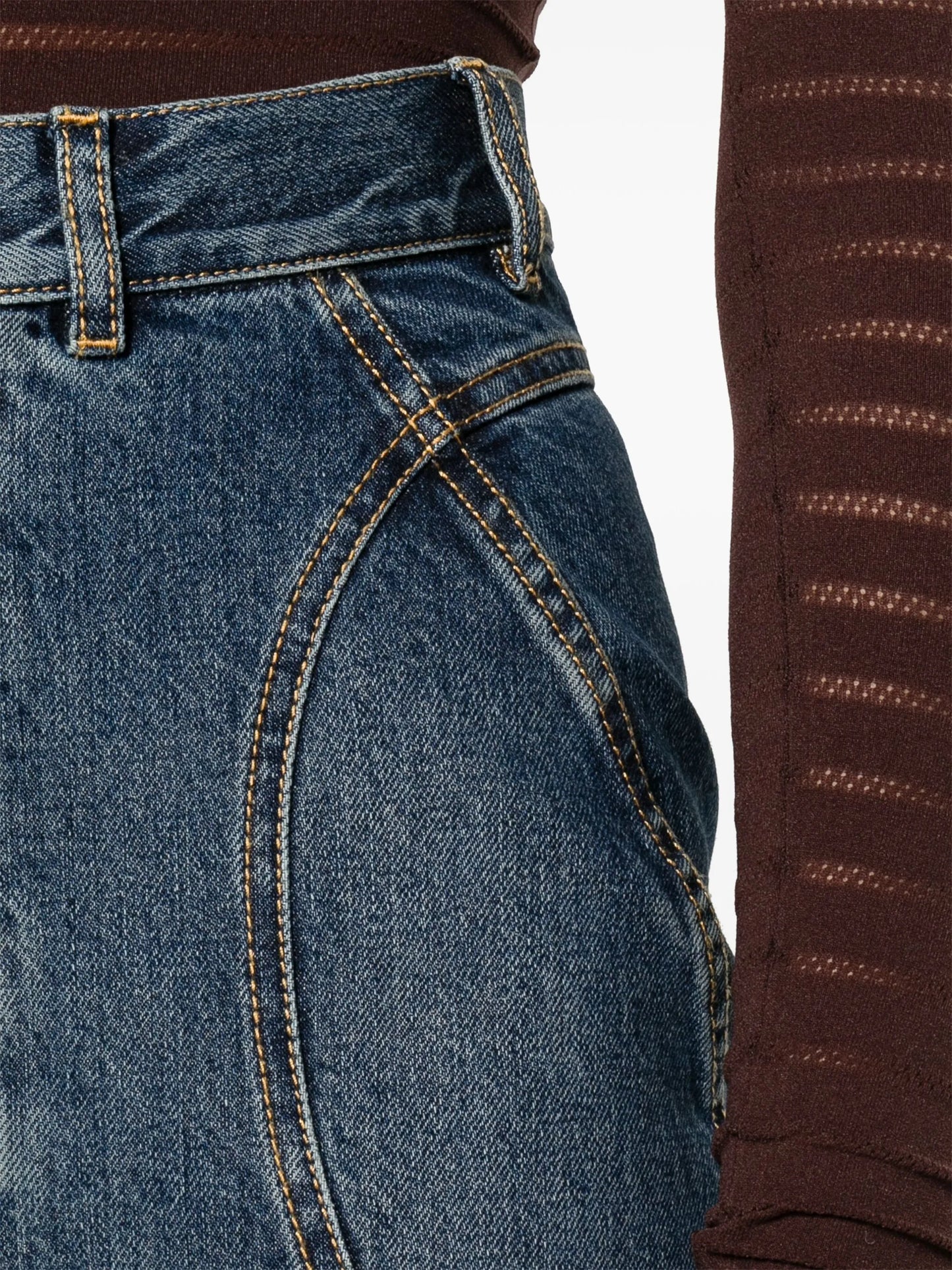 panelled denim pencil skirt