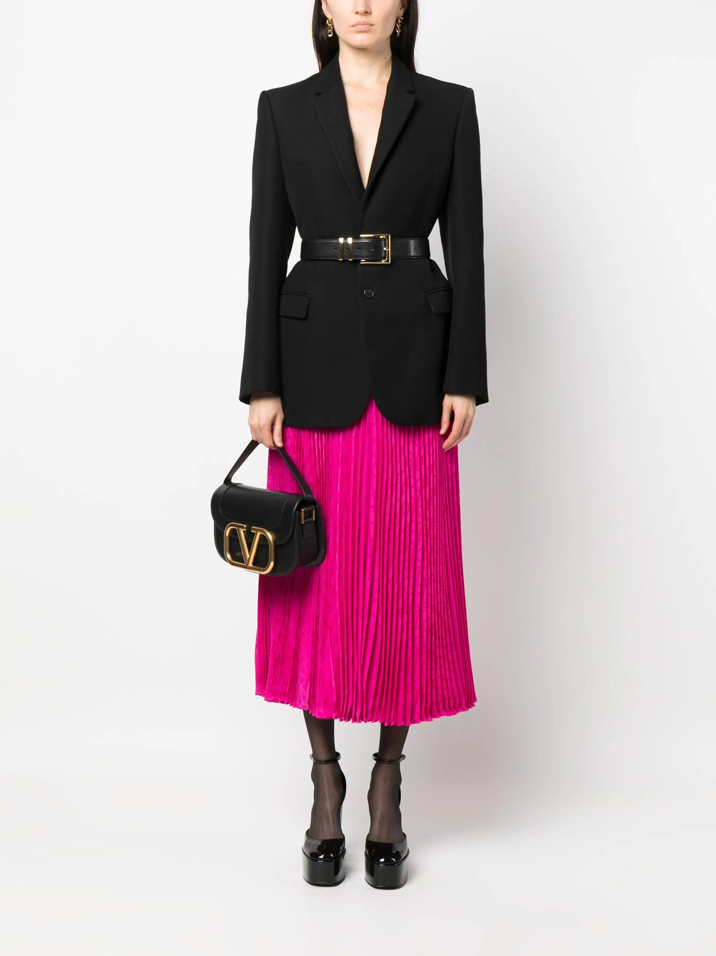 pleated midi skirt