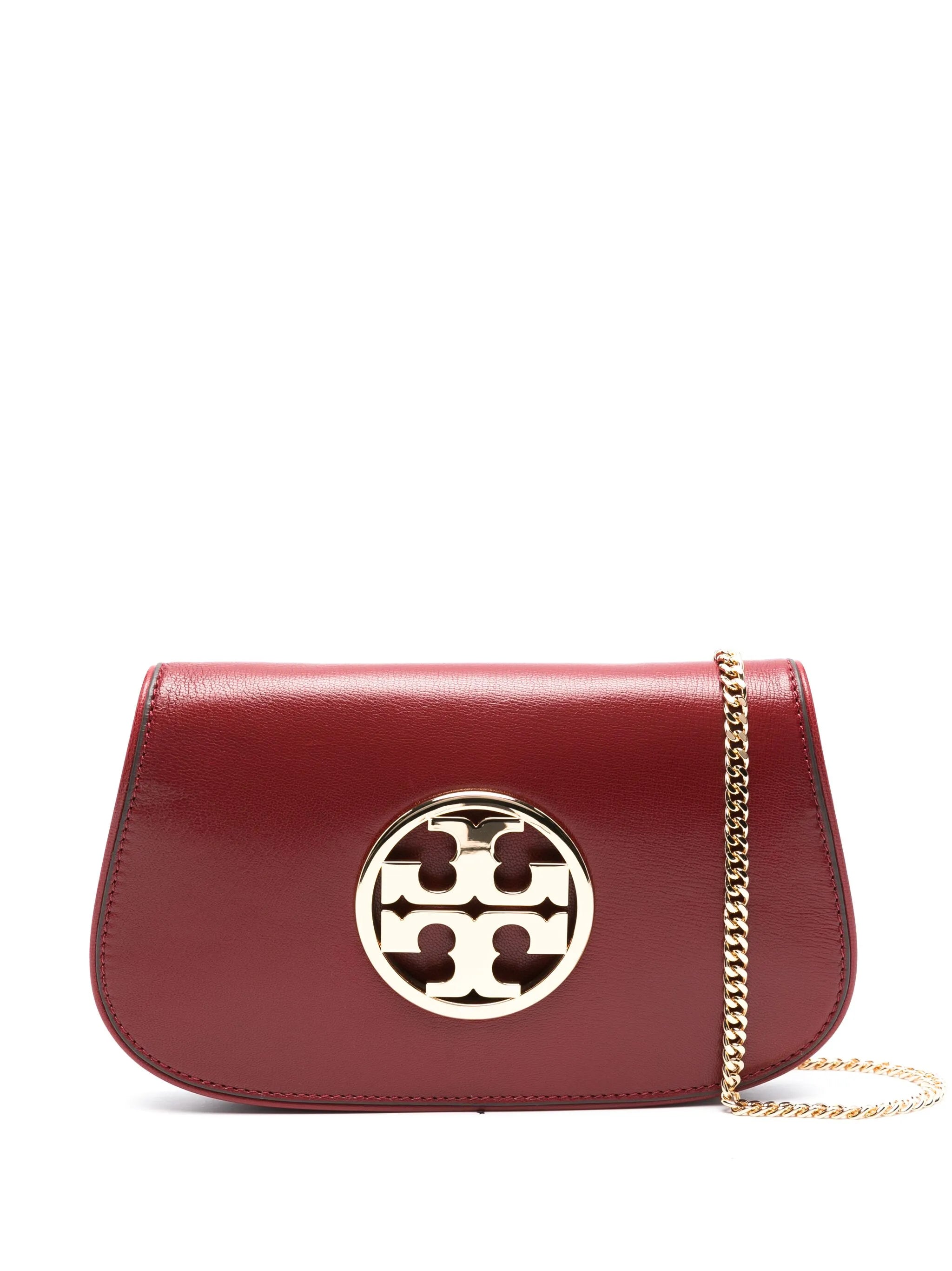 Double T-plaque leather shoulder bag