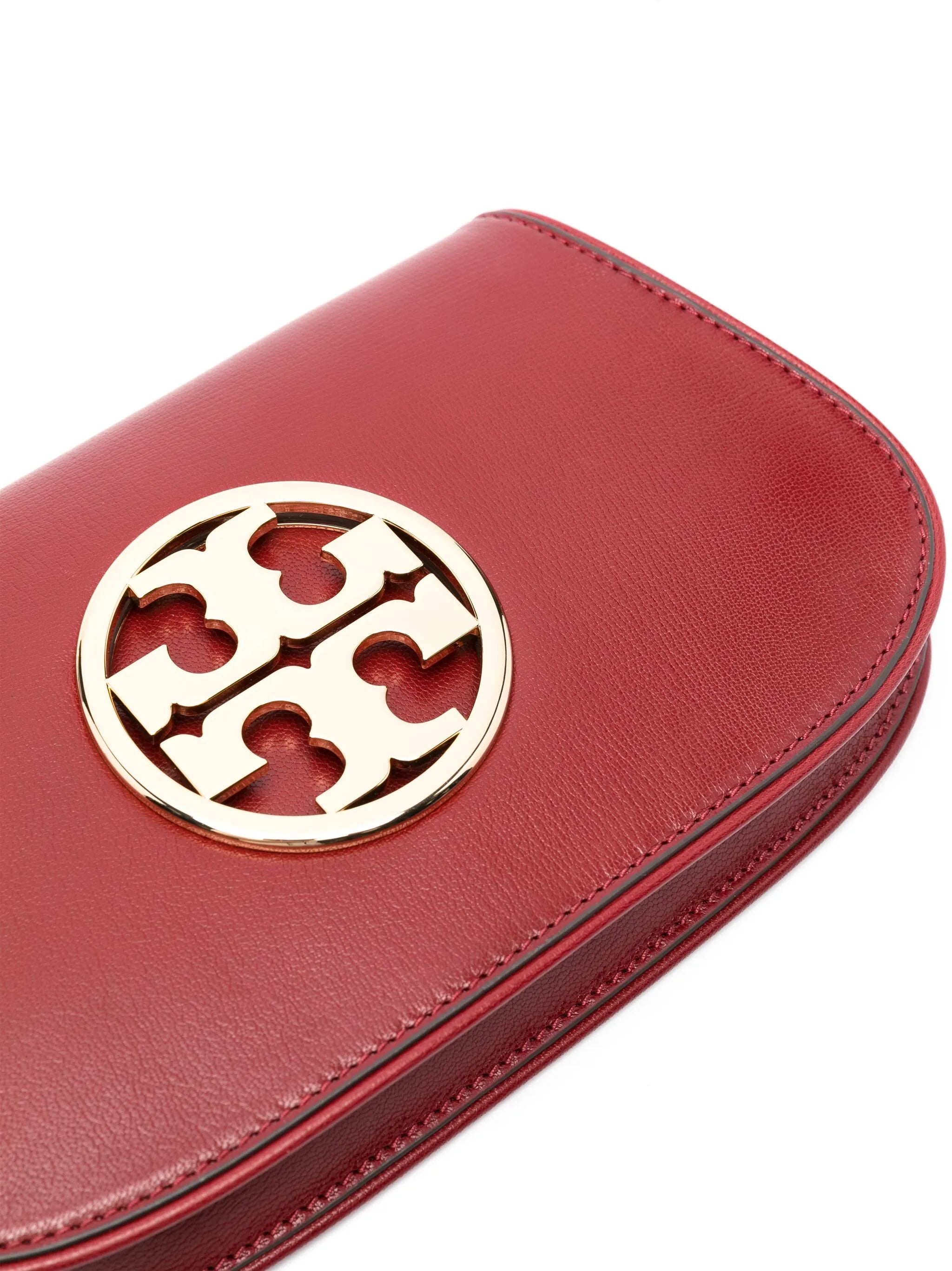 Double T-plaque leather shoulder bag