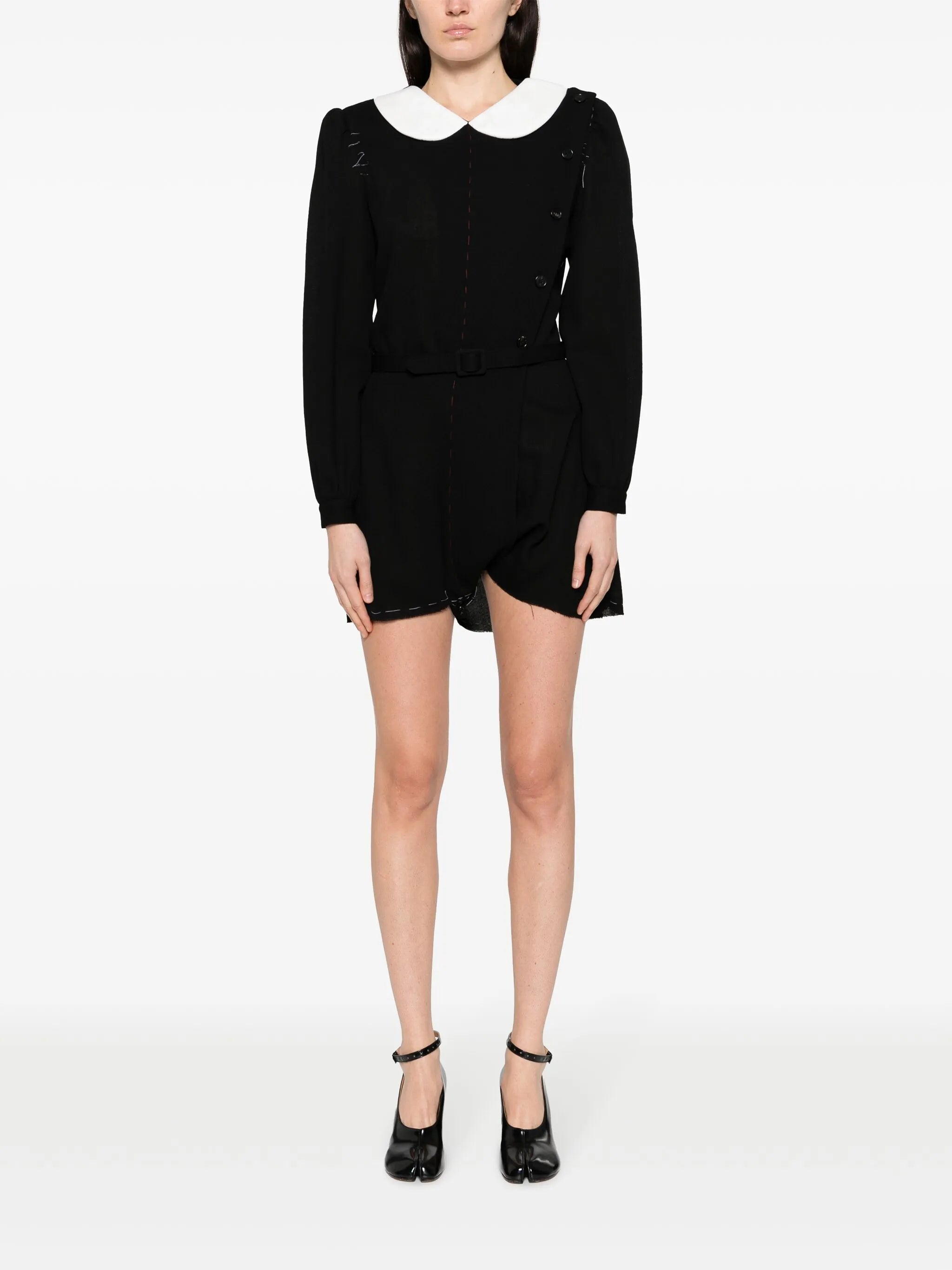 Peter Pan-collar wool minidress