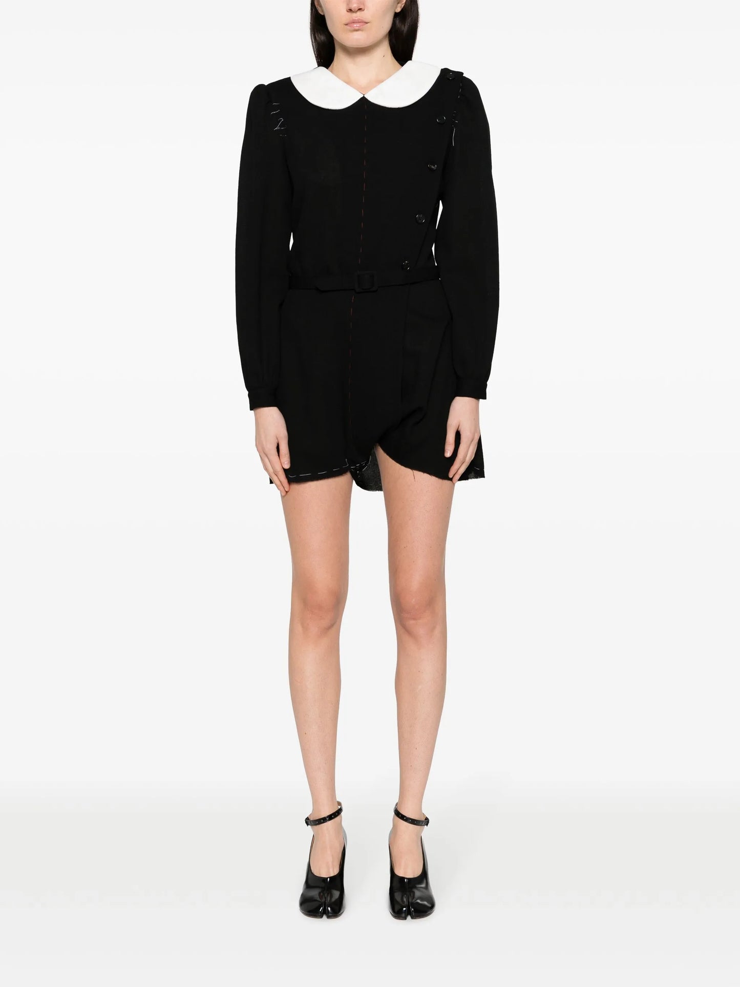 Peter Pan-collar wool minidress