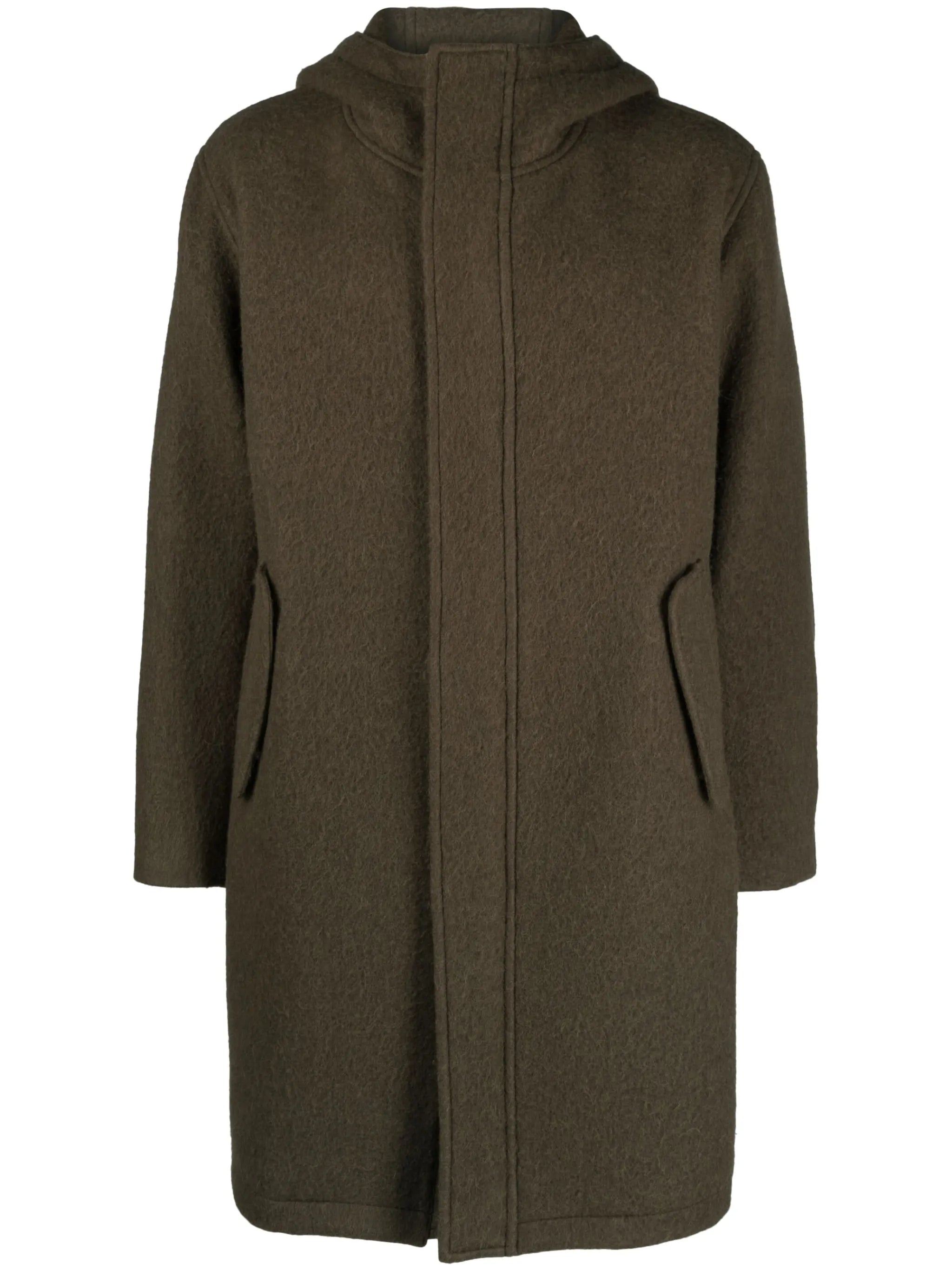 hooded alpaca-blend midi coat