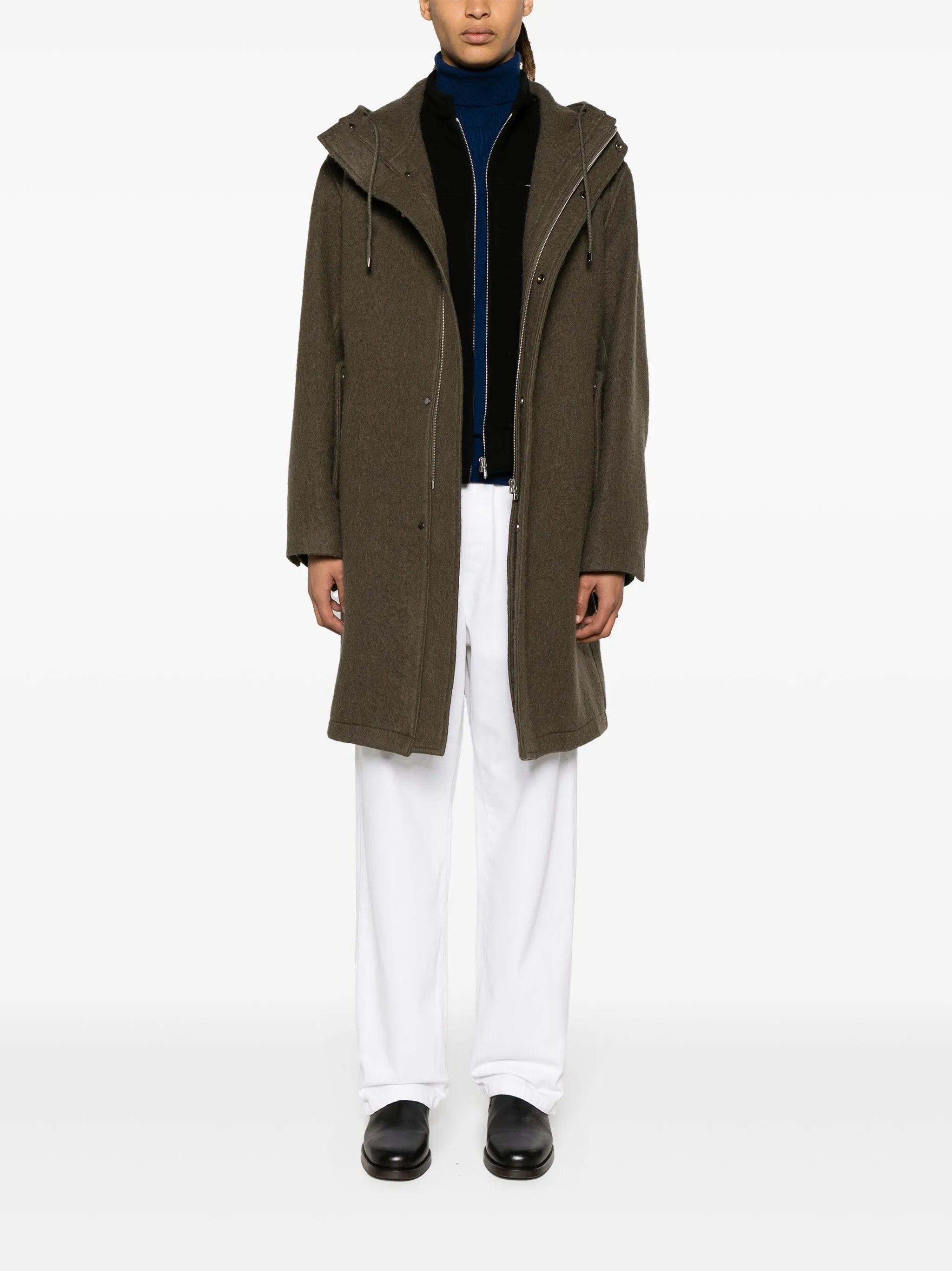 hooded alpaca-blend midi coat