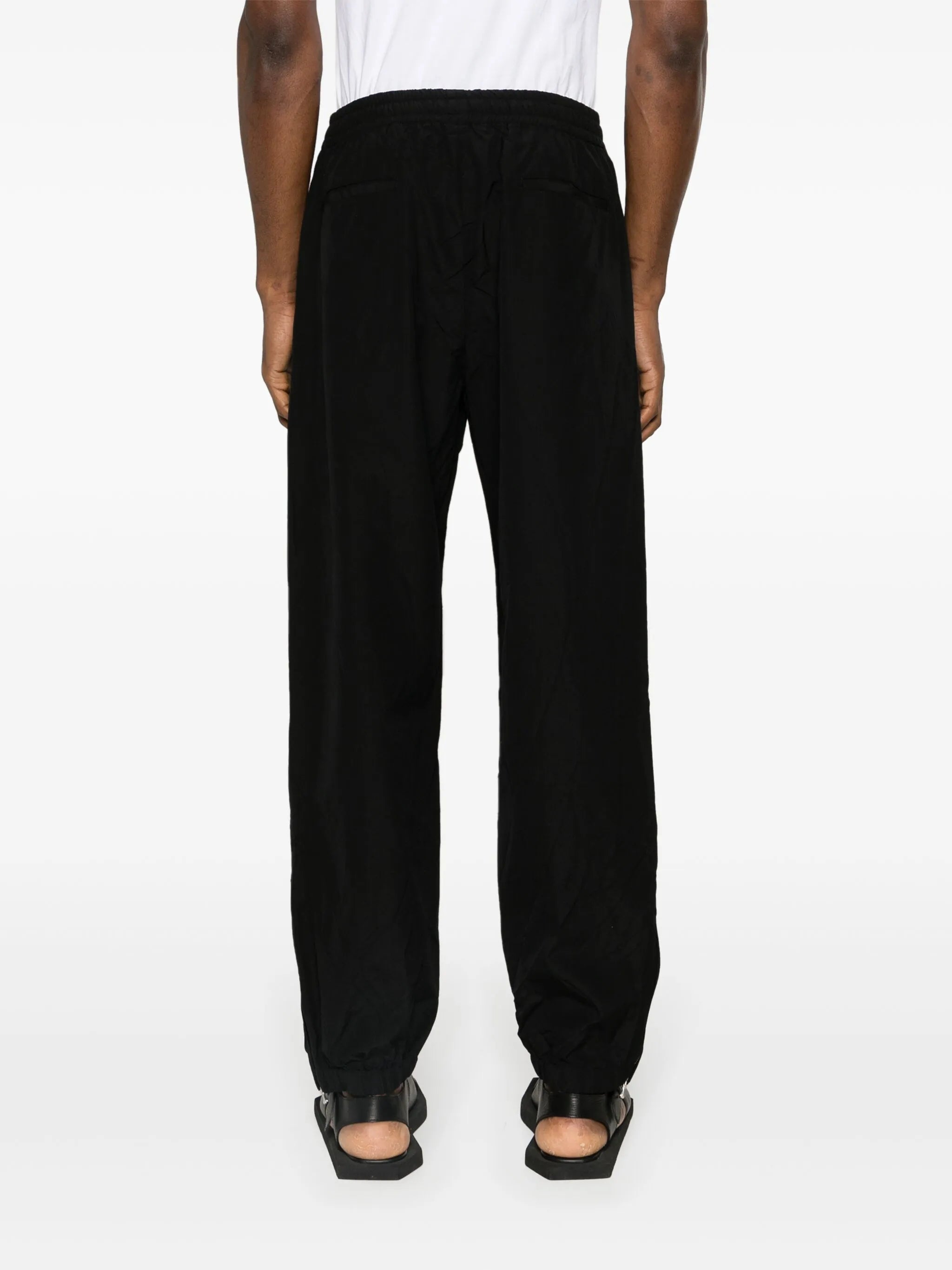 tapered-leg wool trousers