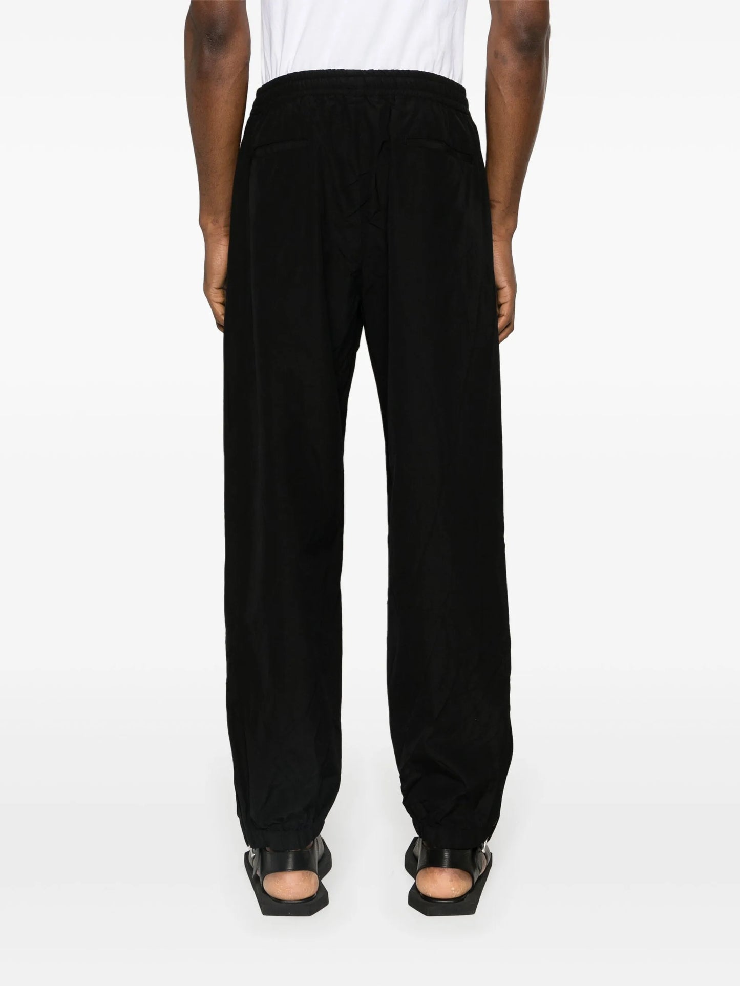tapered-leg wool trousers