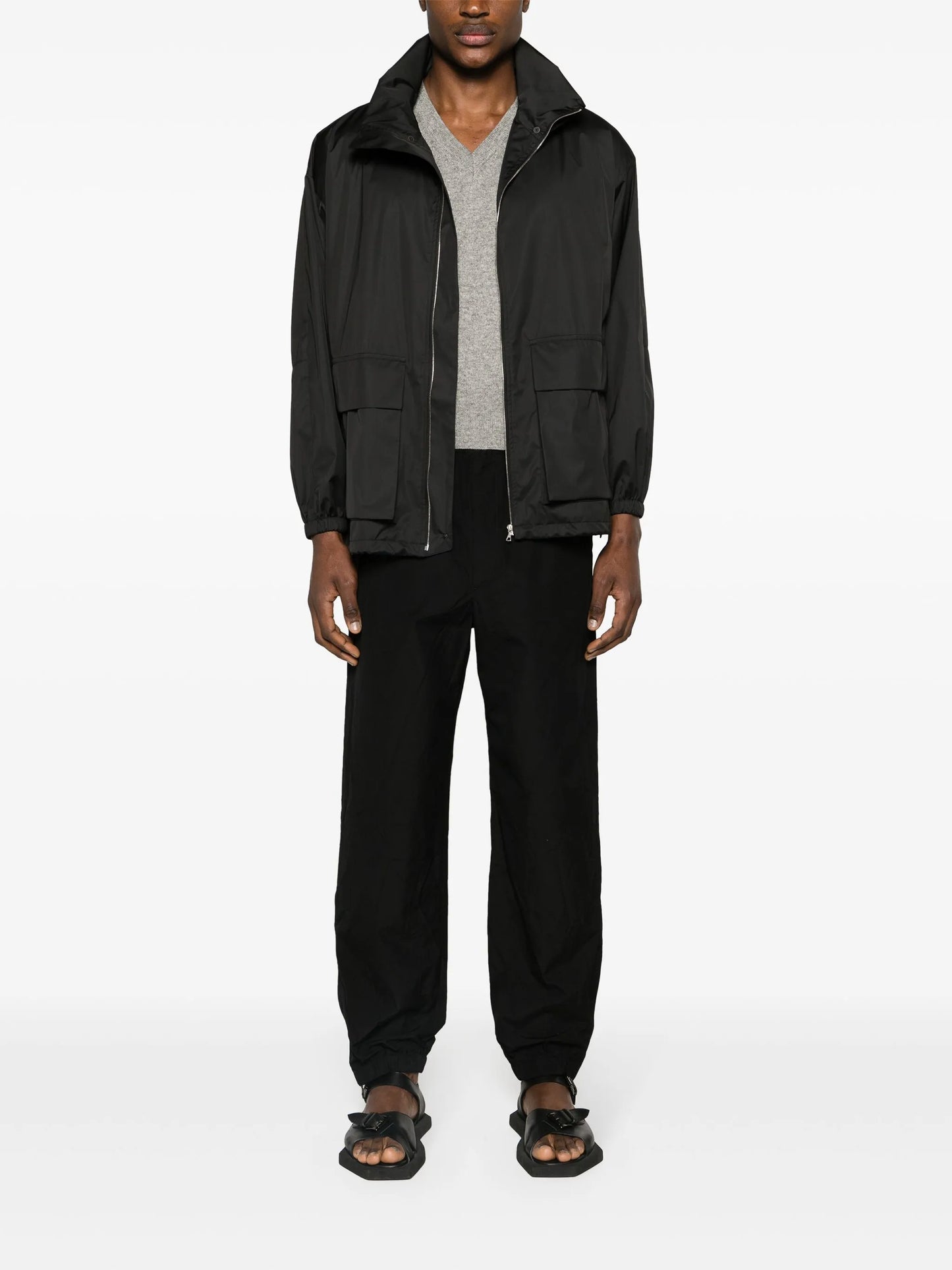 tapered-leg wool trousers