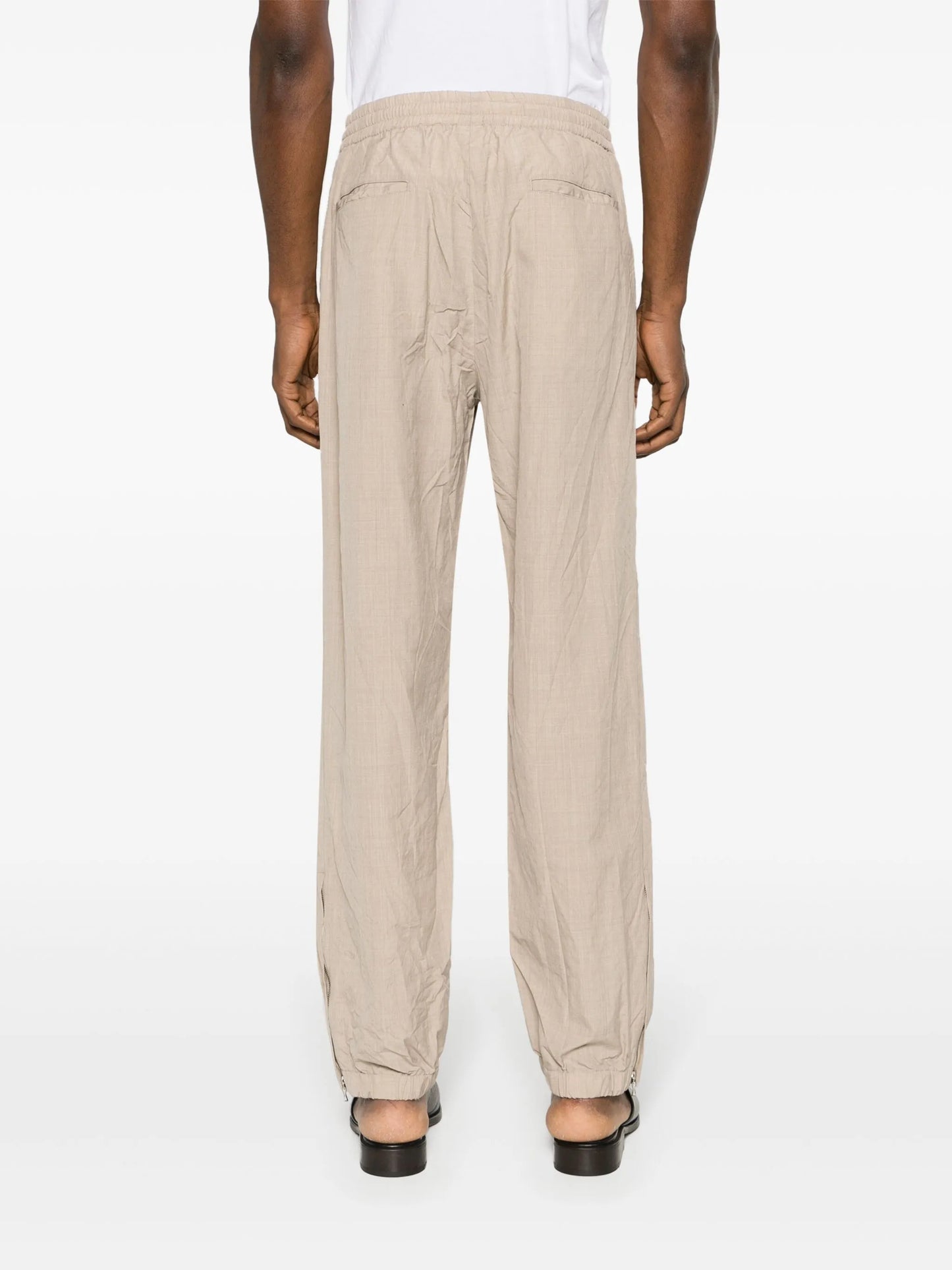 tapered-leg wool trousers