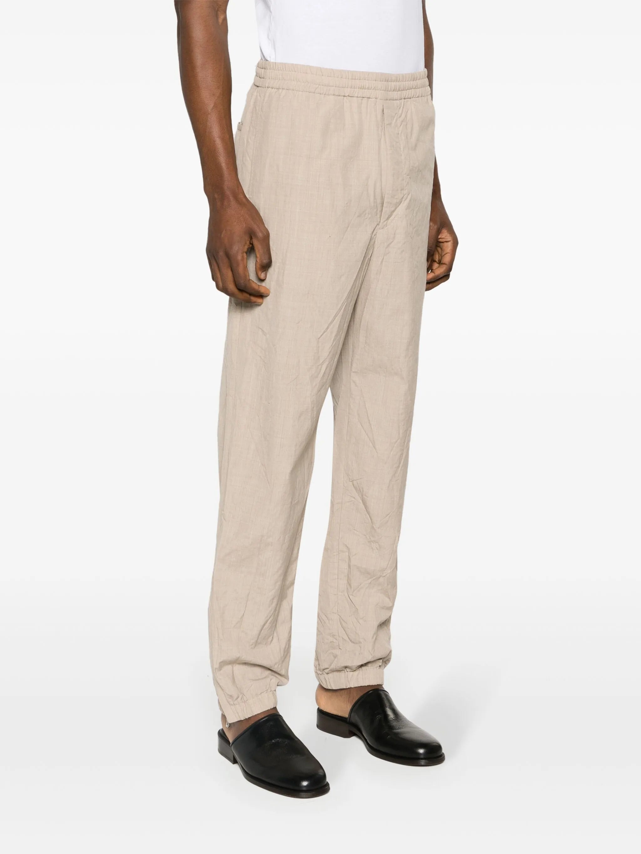 tapered-leg wool trousers