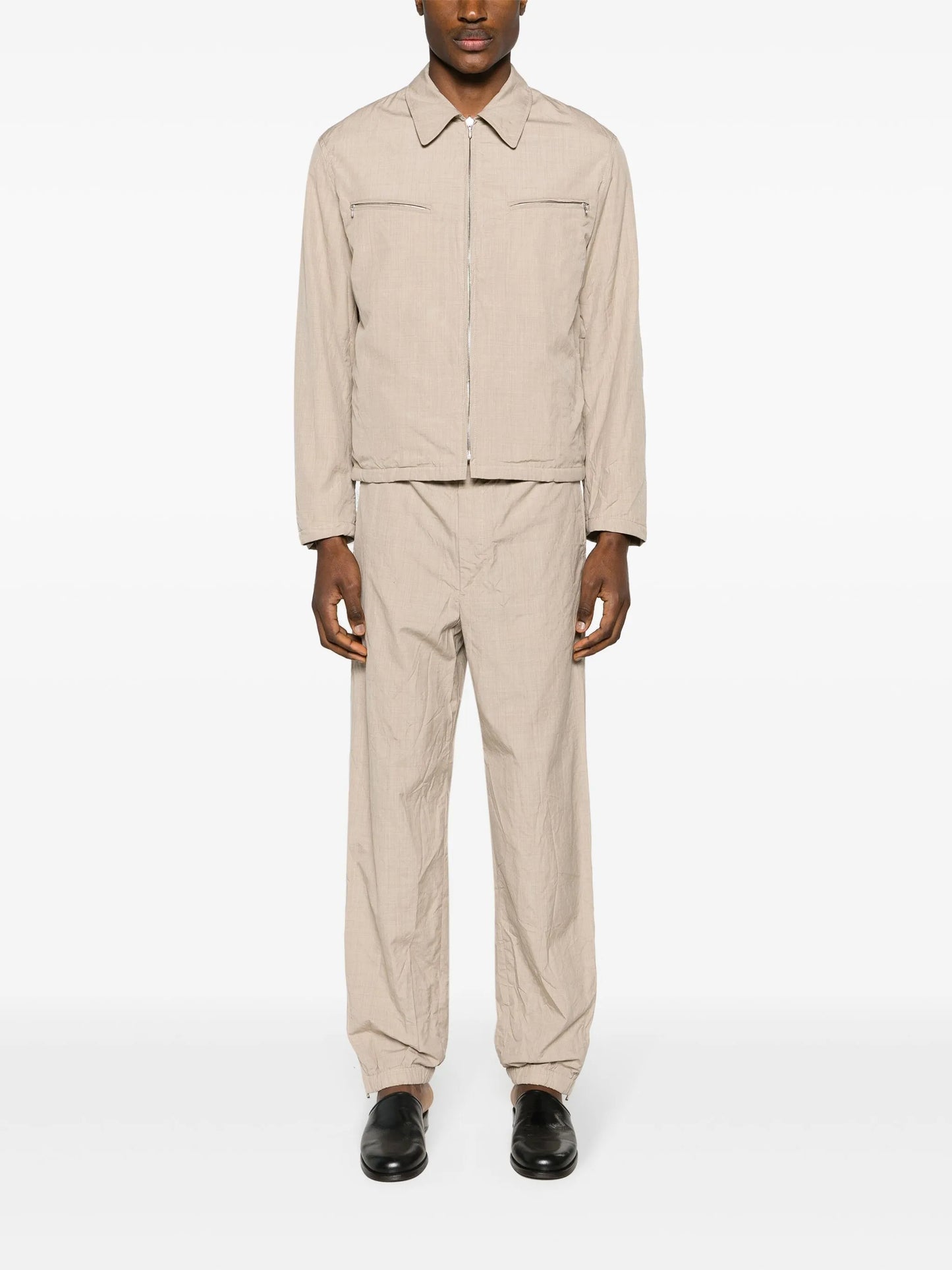 tapered-leg wool trousers
