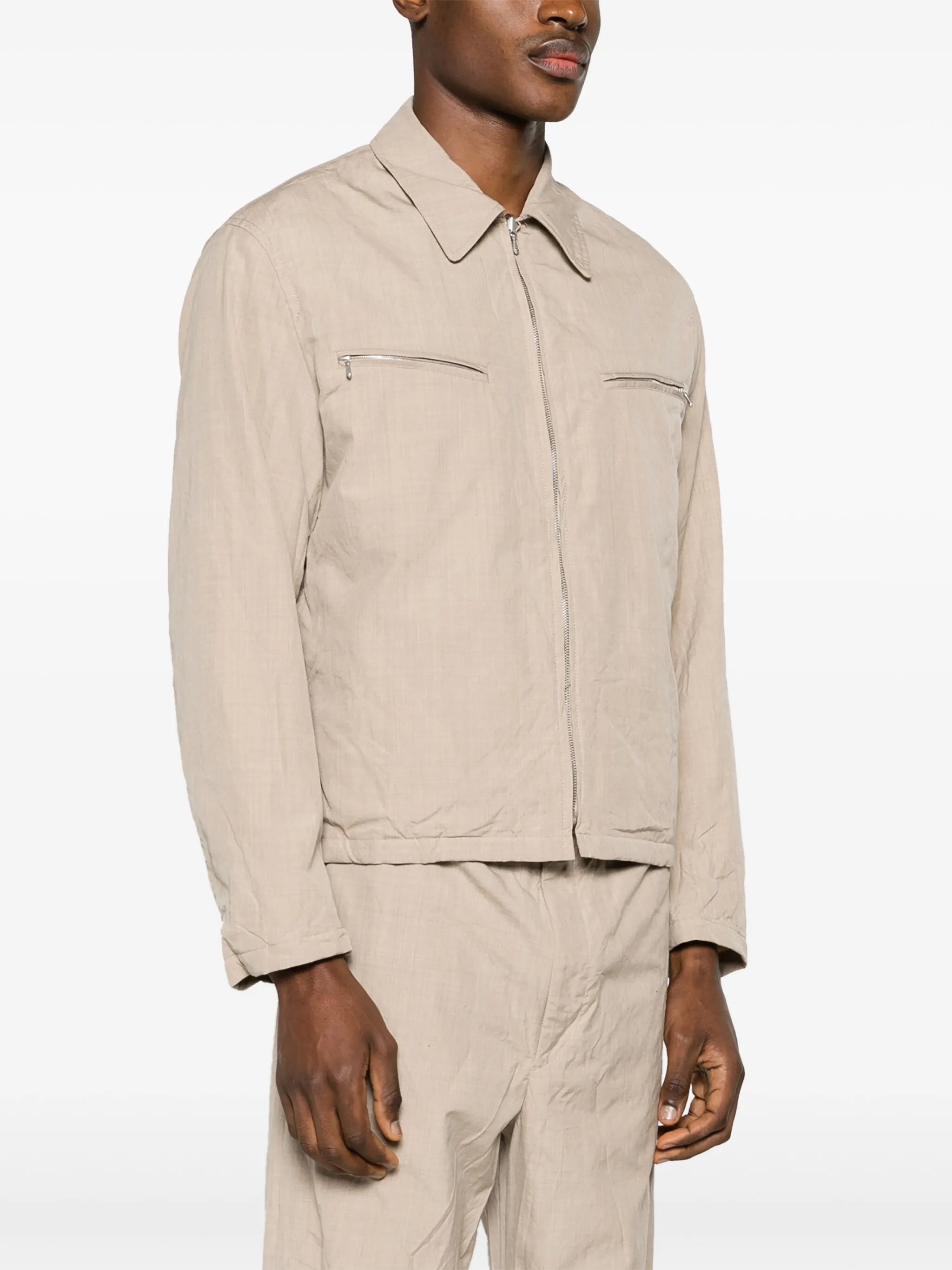 zip-up wool shirt jacket