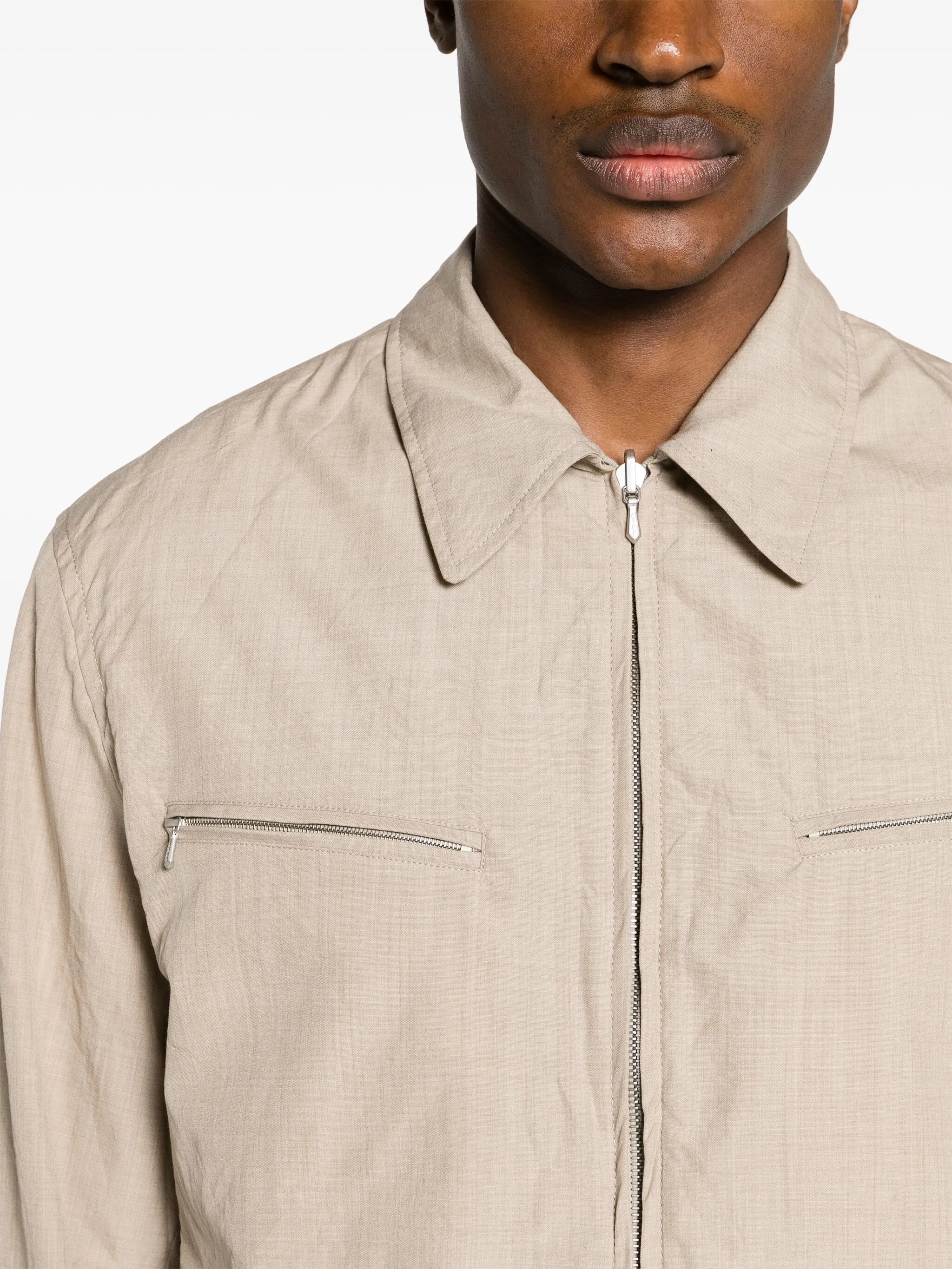 zip-up wool shirt jacket