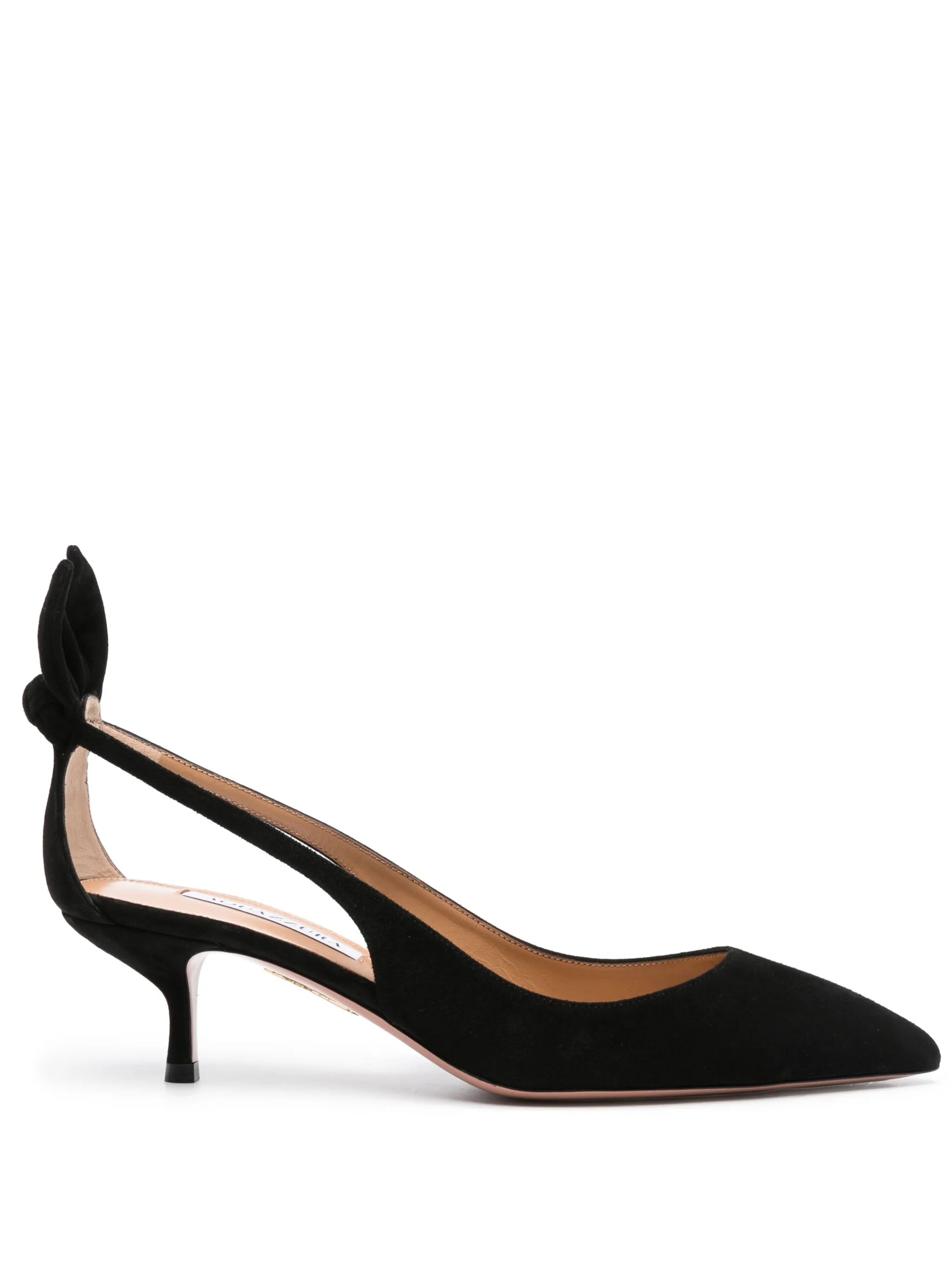 bow-tie suede pumps