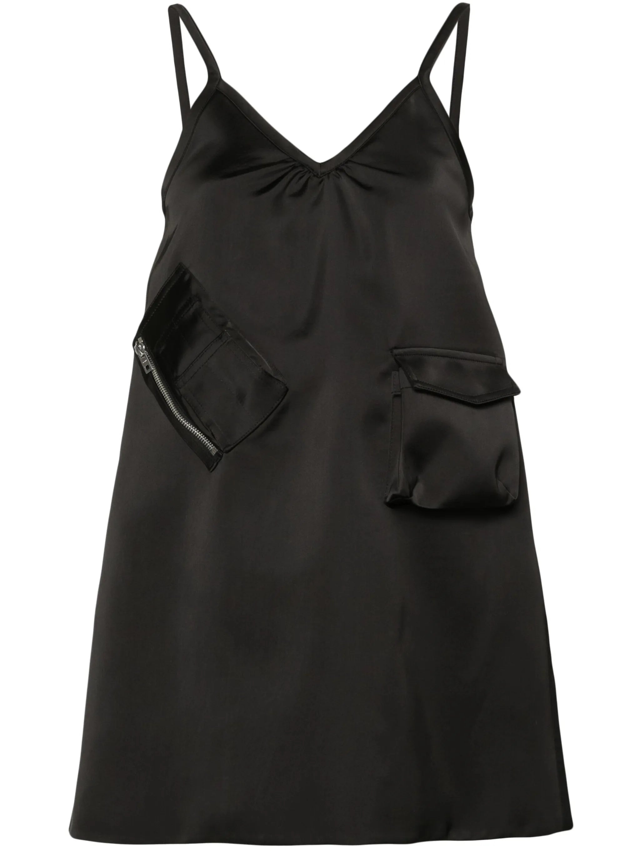 V-neck satin minidress