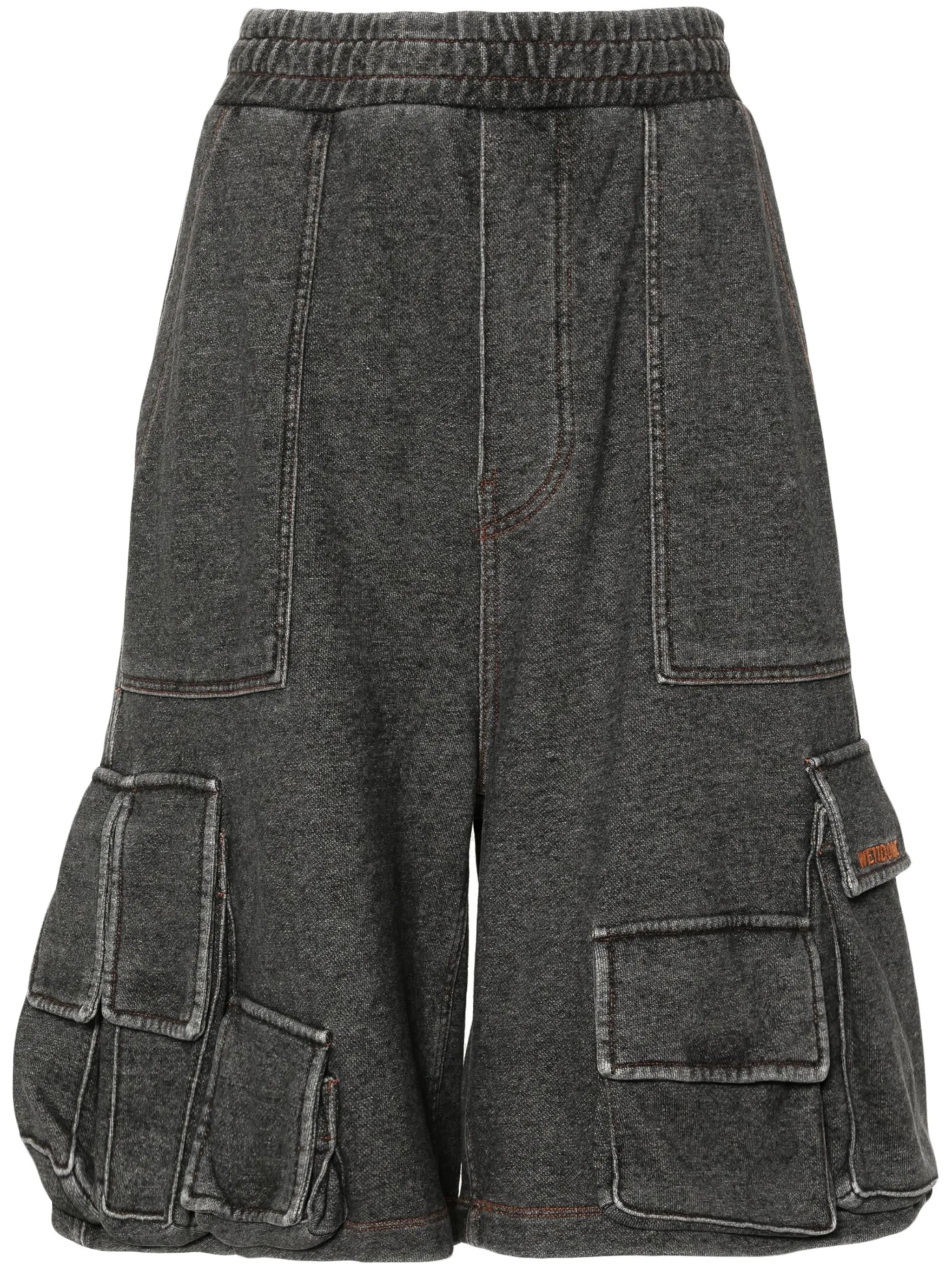 acid-wash cotton cargo shorts