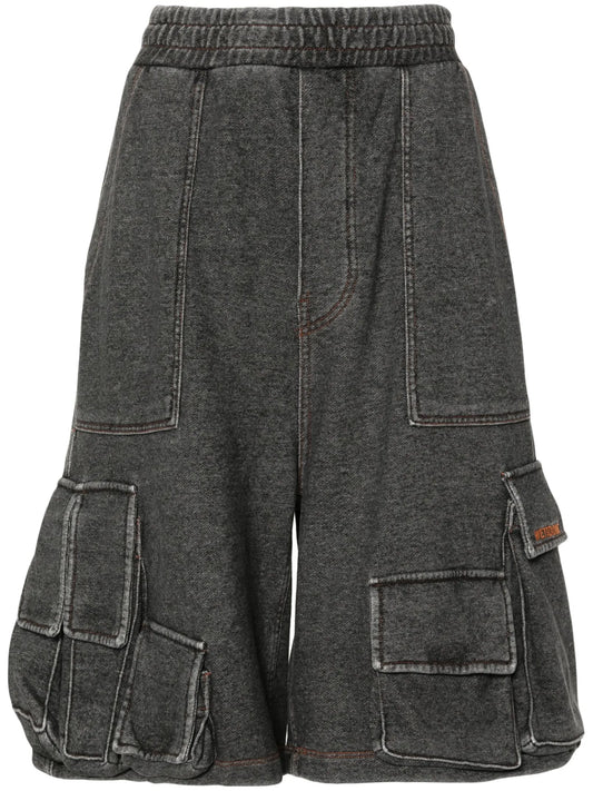 acid-wash cotton cargo shorts