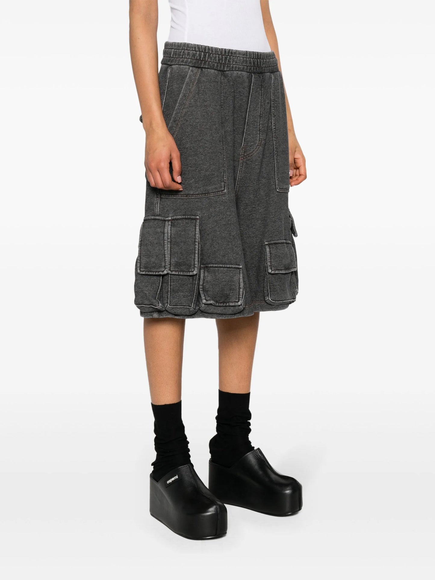 acid-wash cotton cargo shorts