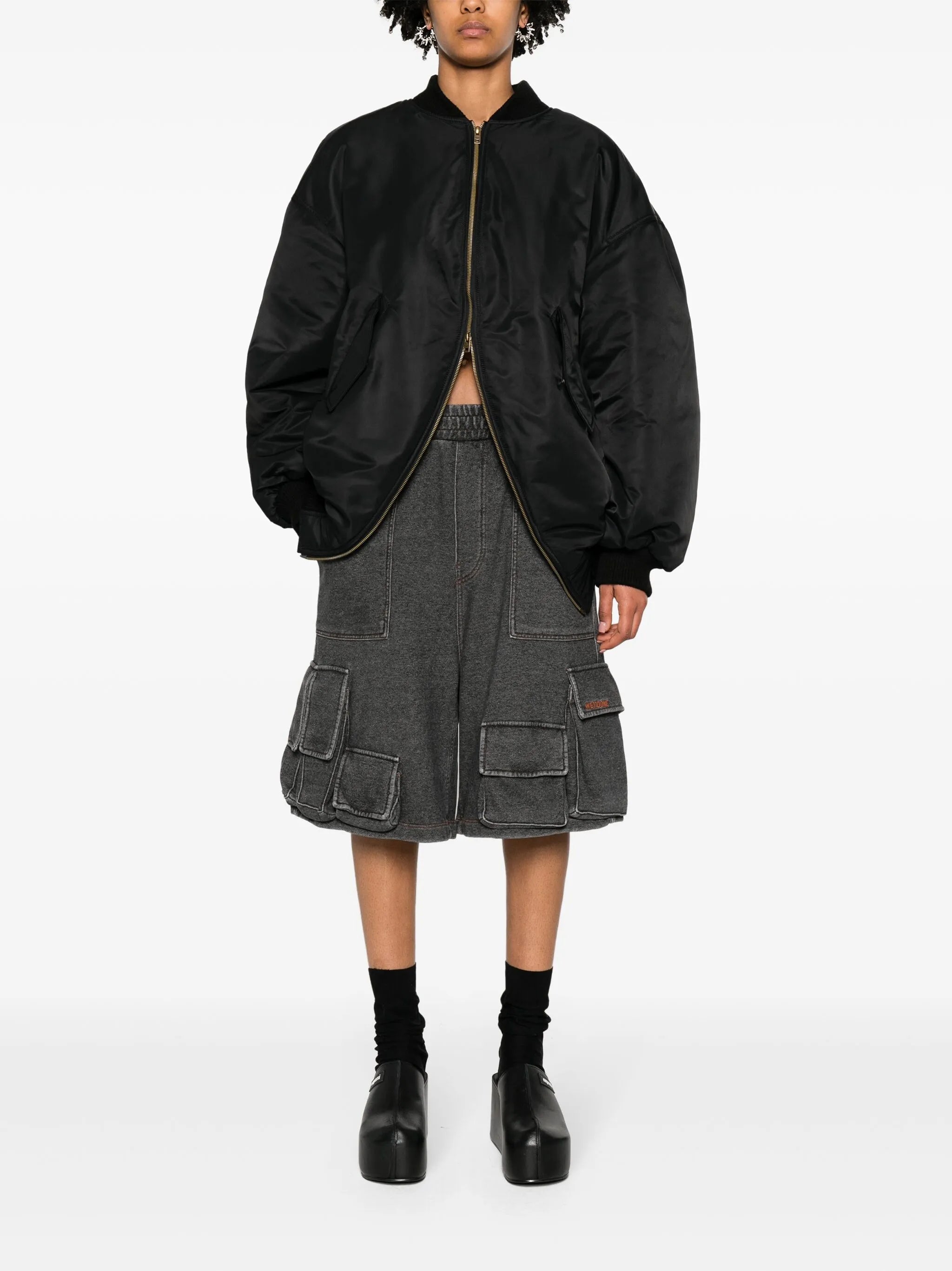 acid-wash cotton cargo shorts