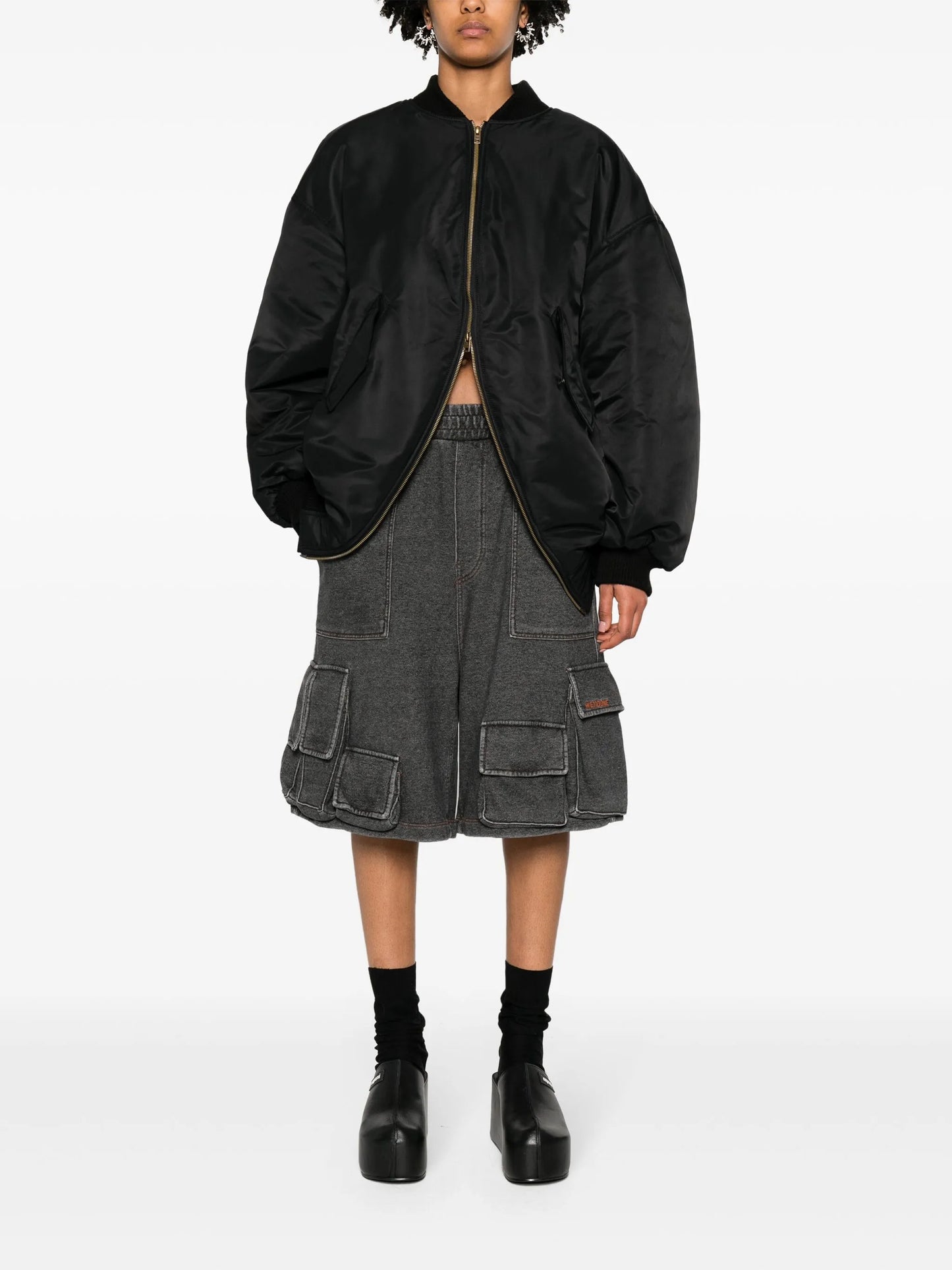 acid-wash cotton cargo shorts
