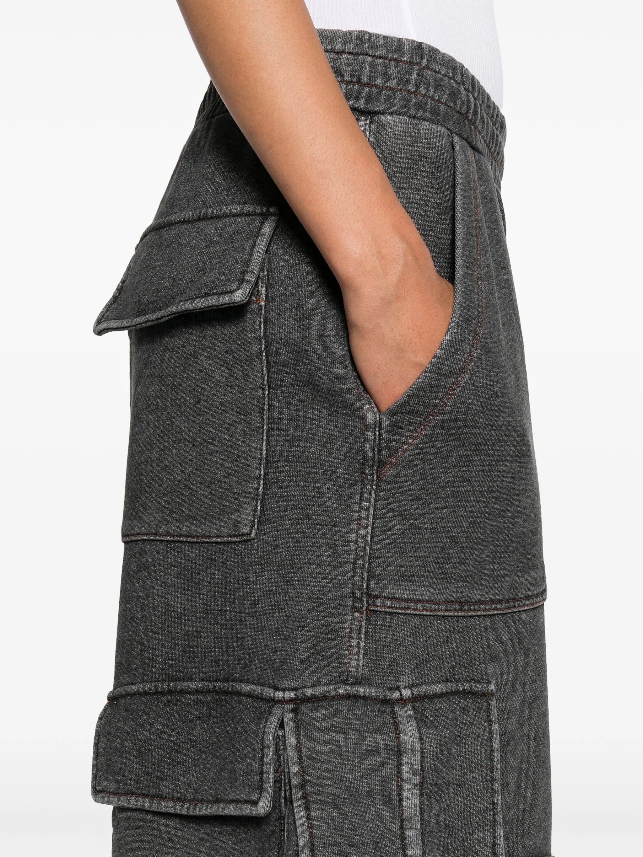 acid-wash cotton cargo shorts