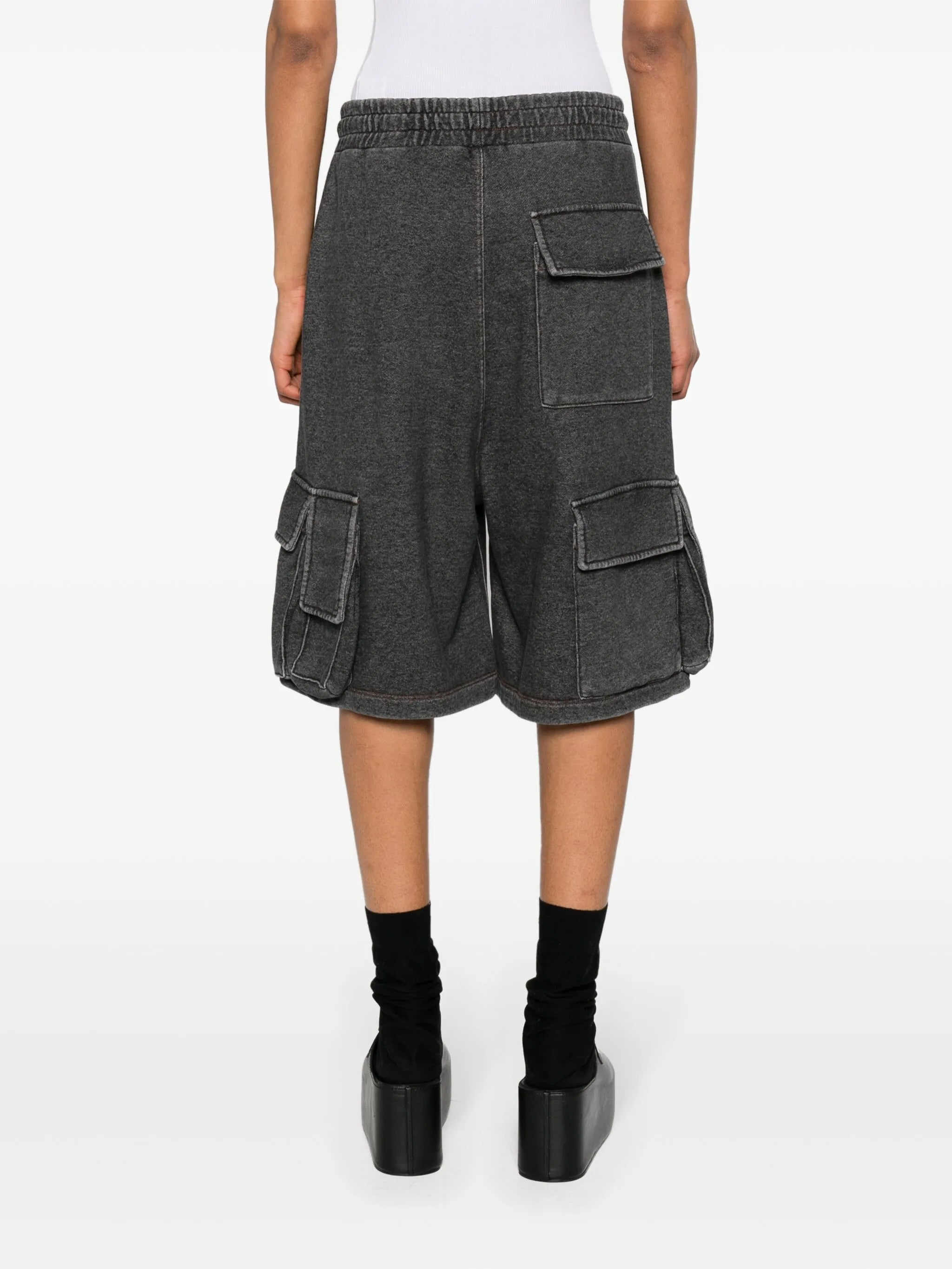 acid-wash cotton cargo shorts