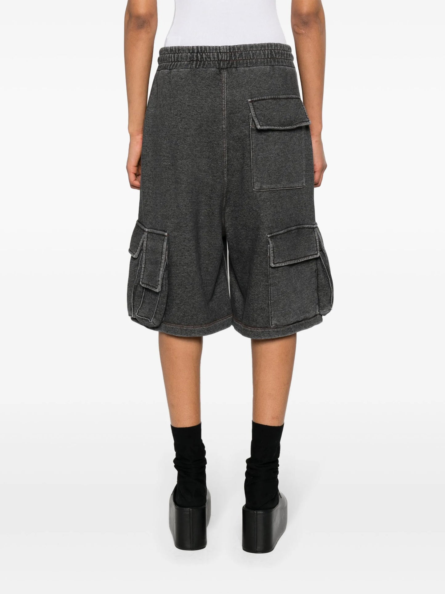 acid-wash cotton cargo shorts