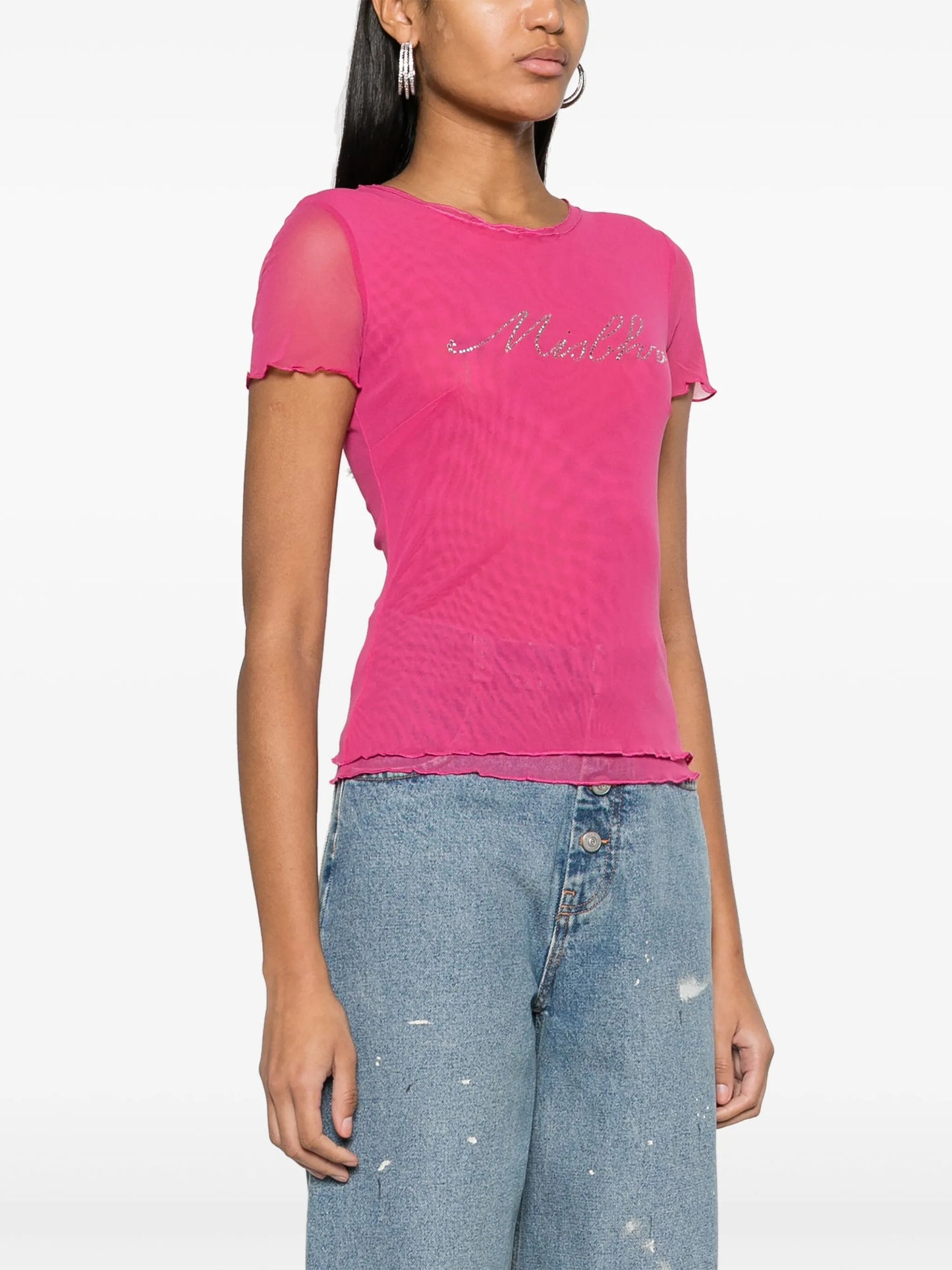 logo-embellished mesh T-shirt