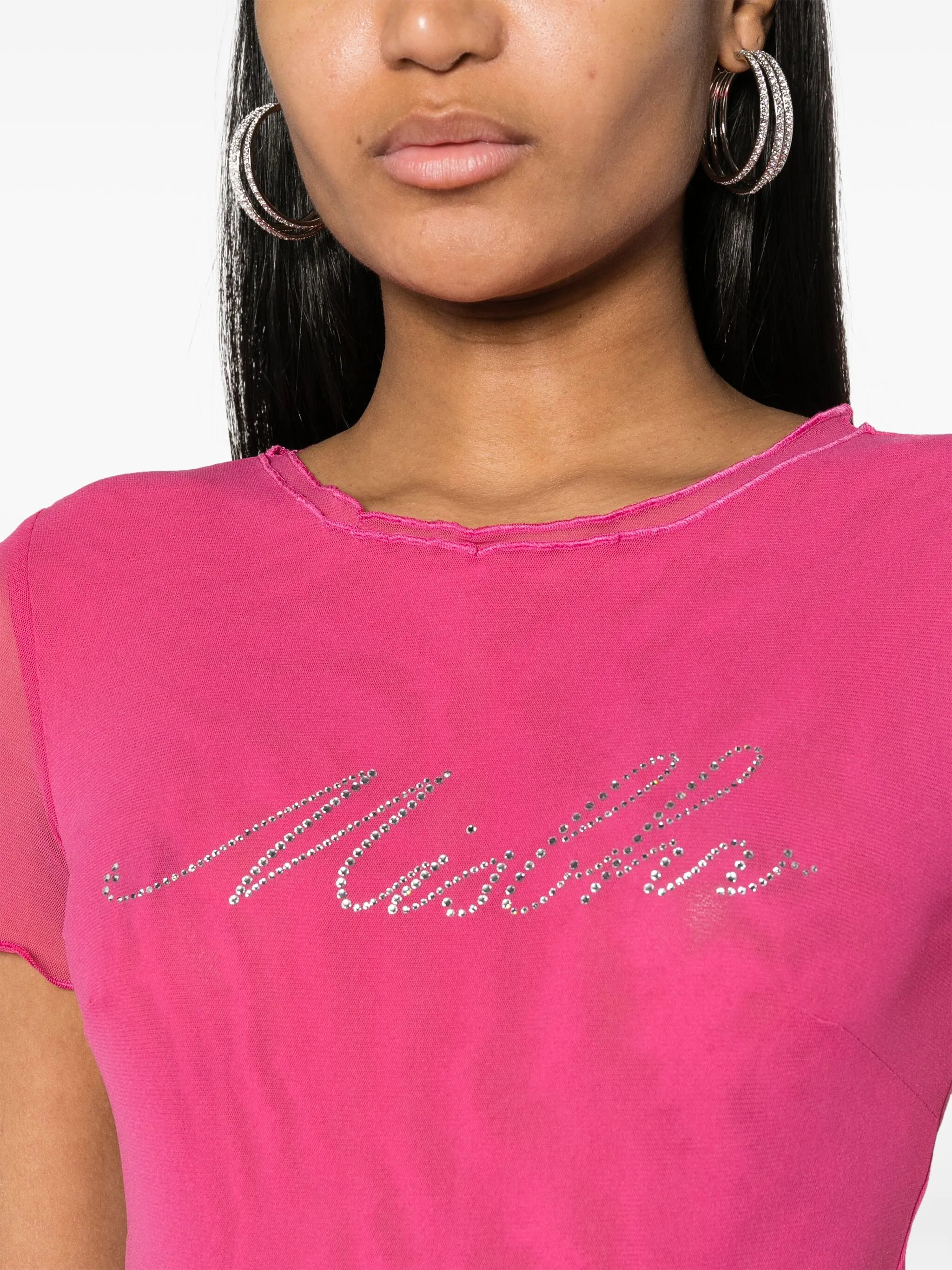 logo-embellished mesh T-shirt