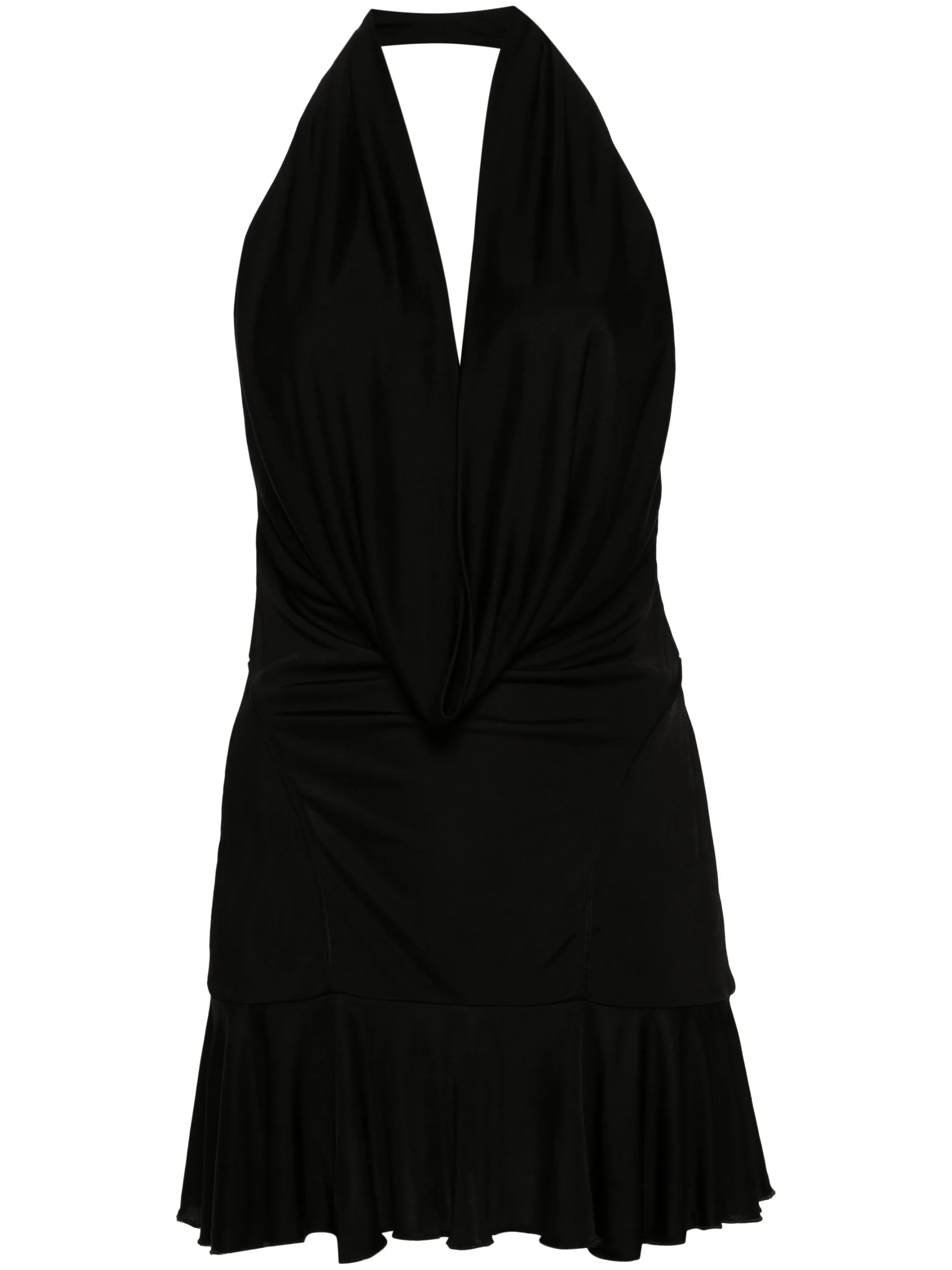 plunging-neck satin minidress