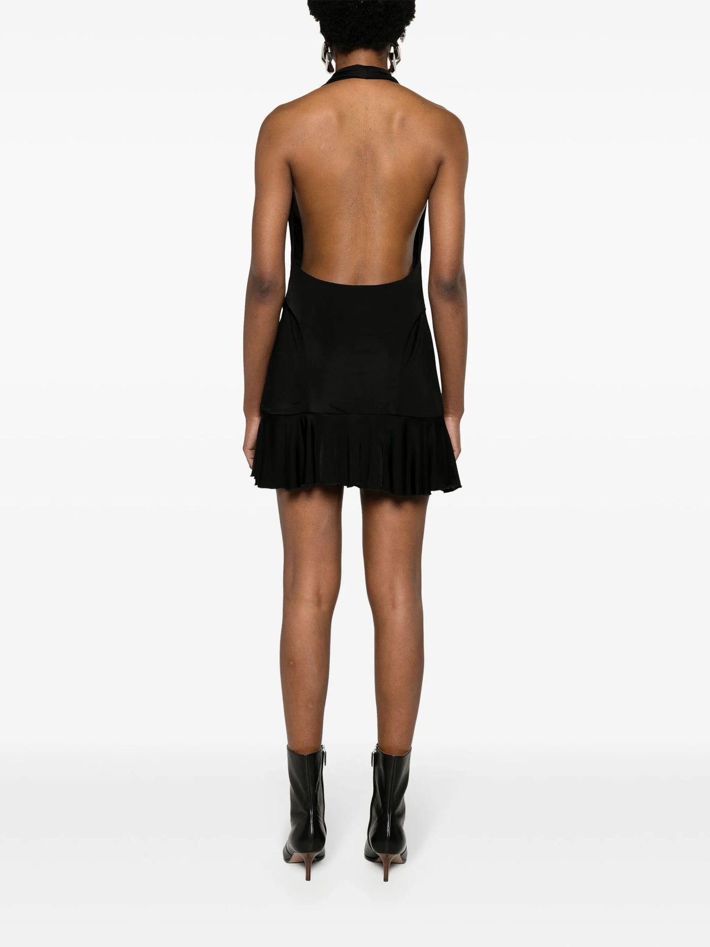 plunging-neck satin minidress