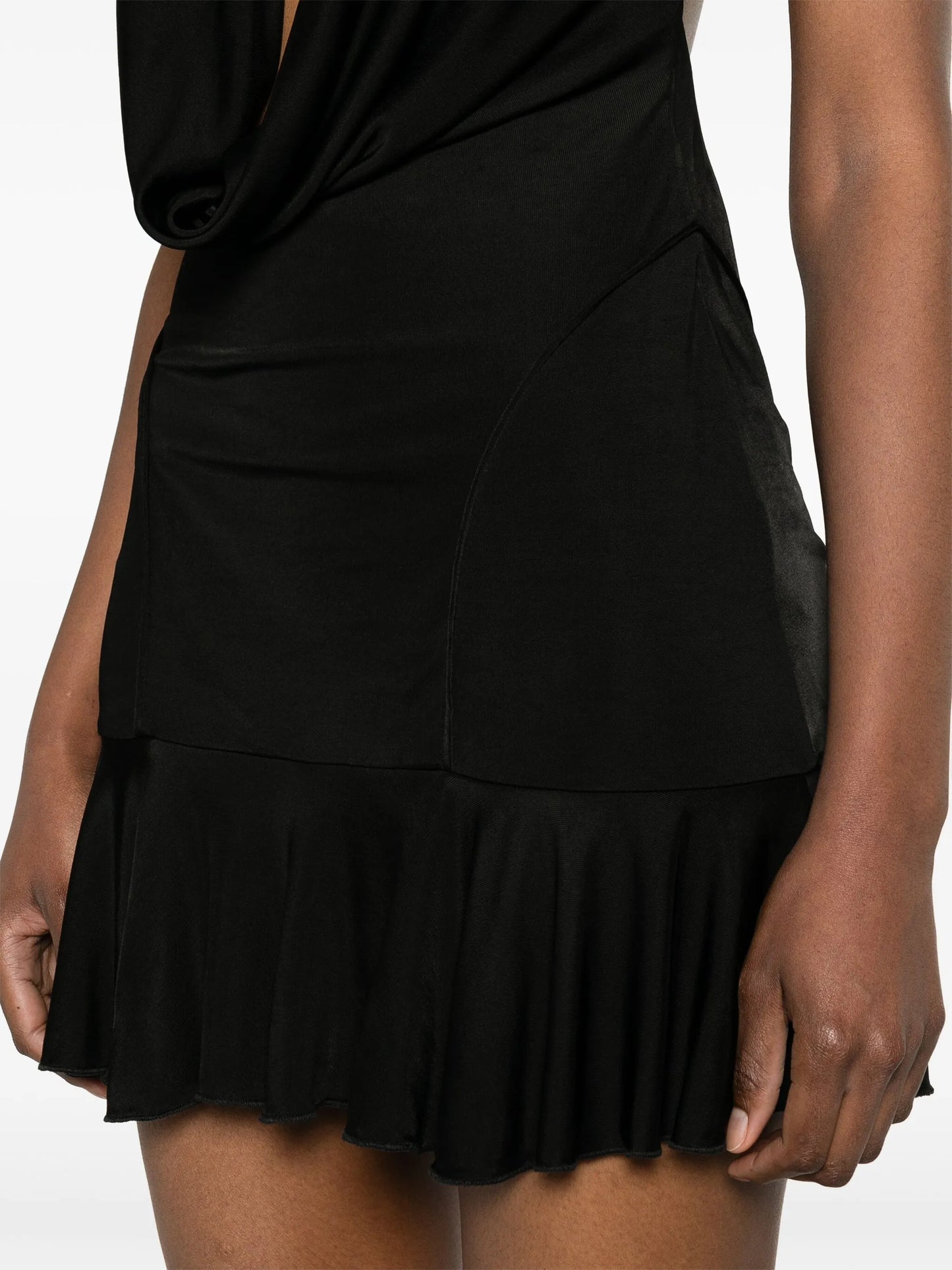 plunging-neck satin minidress