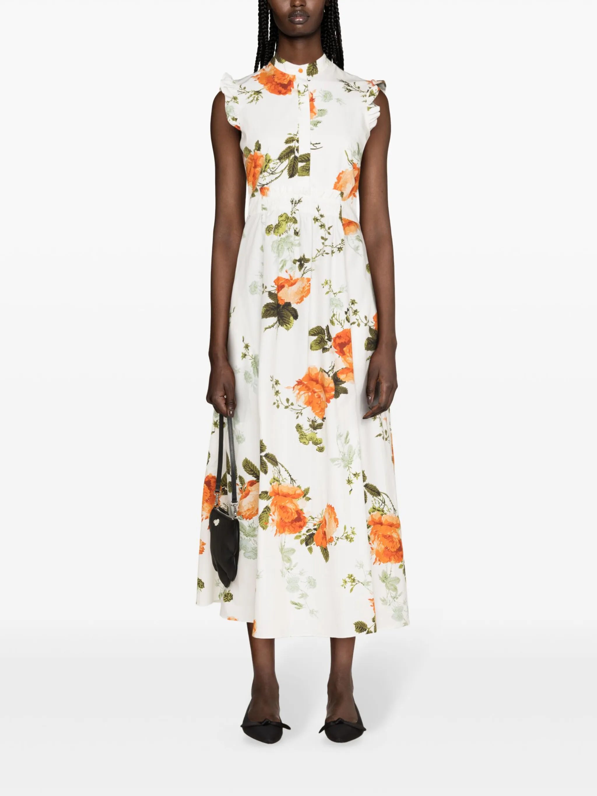 floral-print flared midi dress