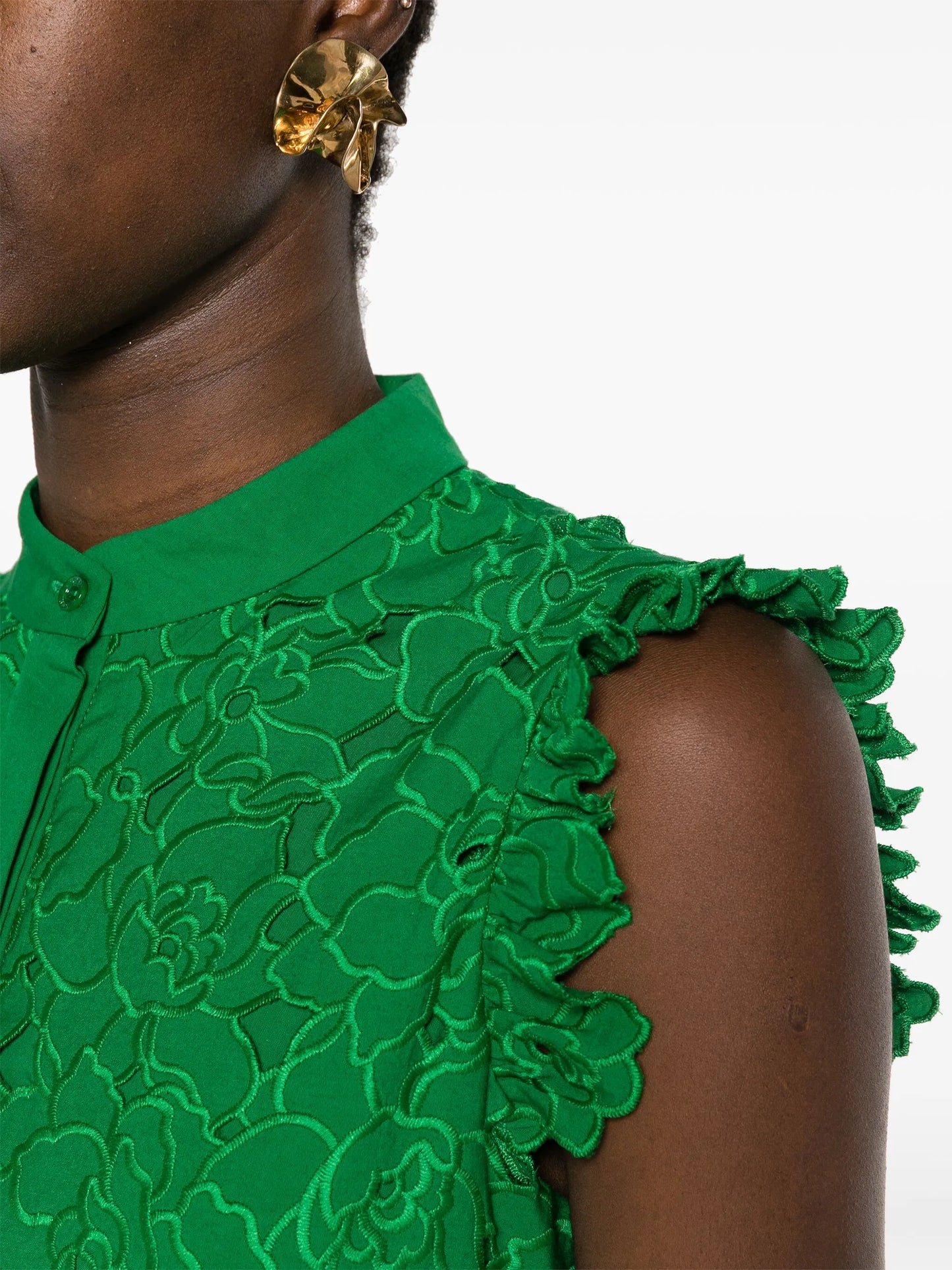 broderie-anglaise flared midi dress